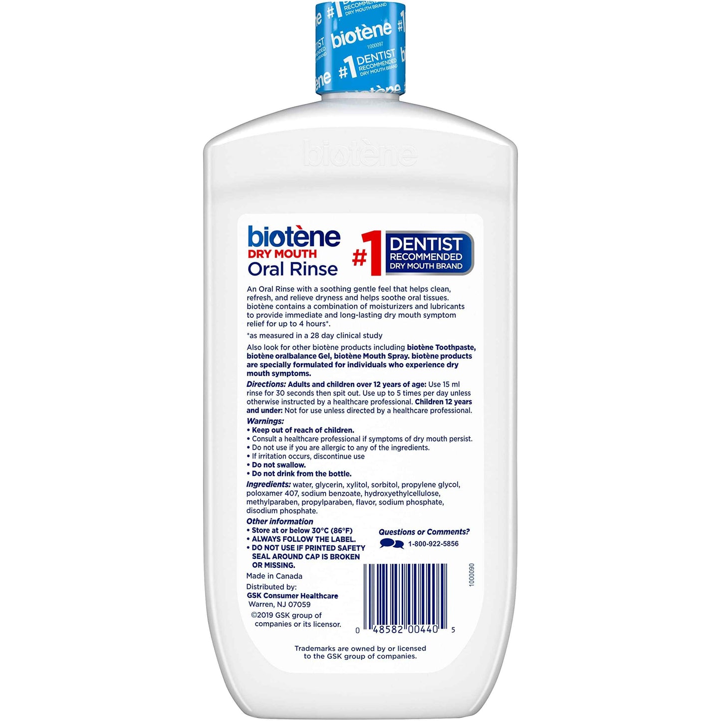 biotène Oral Rinse Mouthwash for Dry Mouth, Breath Freshener and Dry Mouth Treatment, Fresh Mint - 33.8 fl oz (Pack of 2)