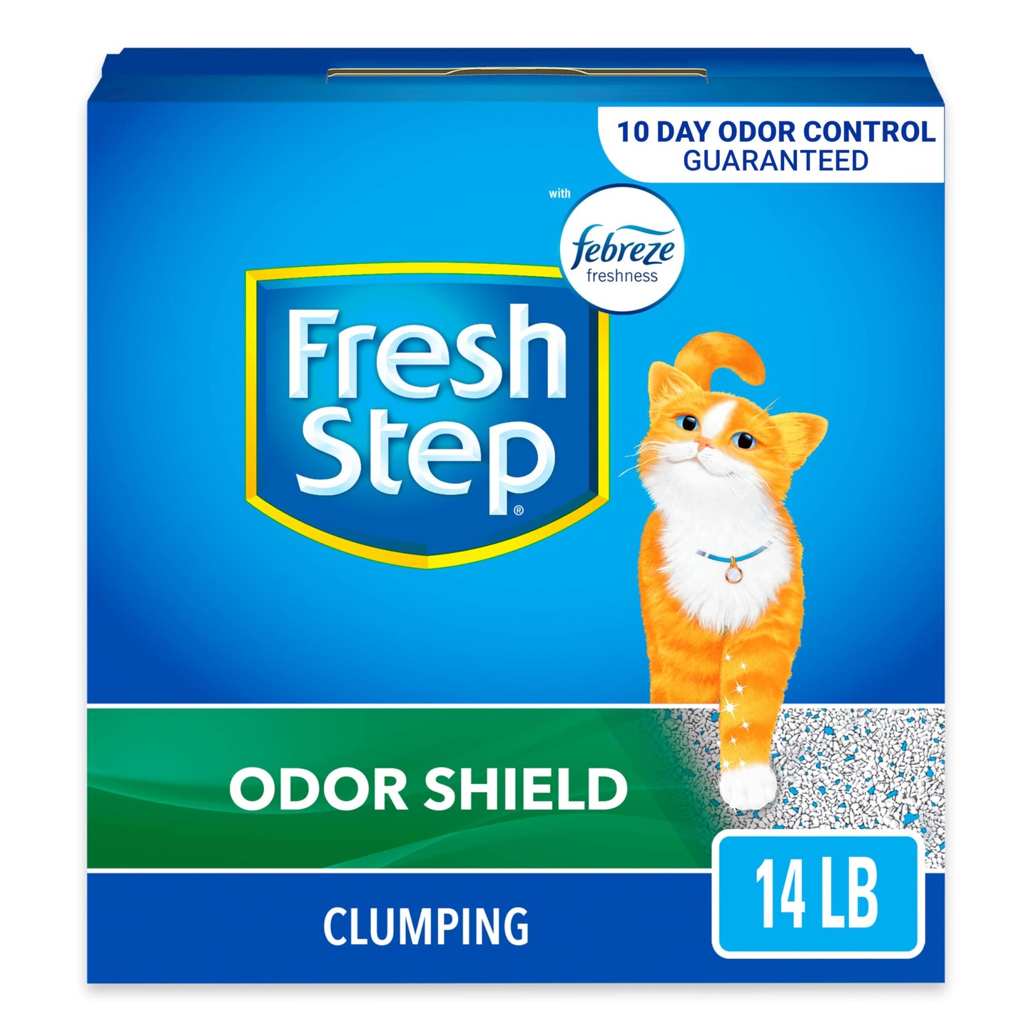 Fresh Step Clumping Cat Litter, Odor Shield, Long Lasting Odor Control Kitty Litter with Activated Charcoal, Low Dust Formula, 14 lb