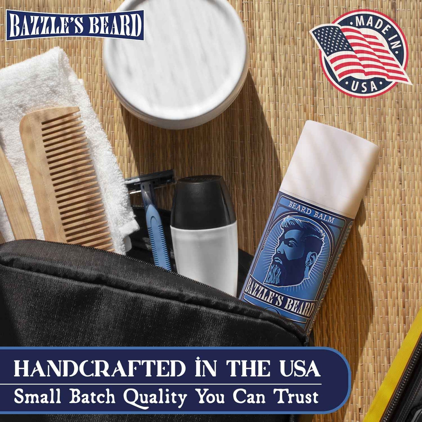 Bazzle's Beard Balm – Gentle Hold & Soft Texture Beard Growth Kit for Men Infused with Shea, Jojoba & Biotin for Healthy Hair Growth & Hydration, Ideal Mustache Care Product for Nourishing Facial Hair