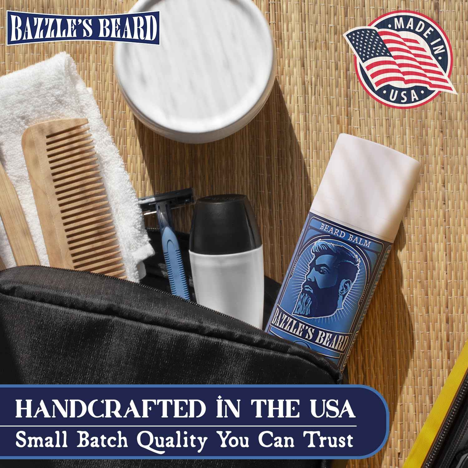 Bazzle's Beard Balm – Gentle Hold & Soft Texture Beard Growth Kit for Men Infused with Shea, Jojoba & Biotin for Healthy Hair Growth & Hydration, Ideal Mustache Care Product for Nourishing Facial Hair