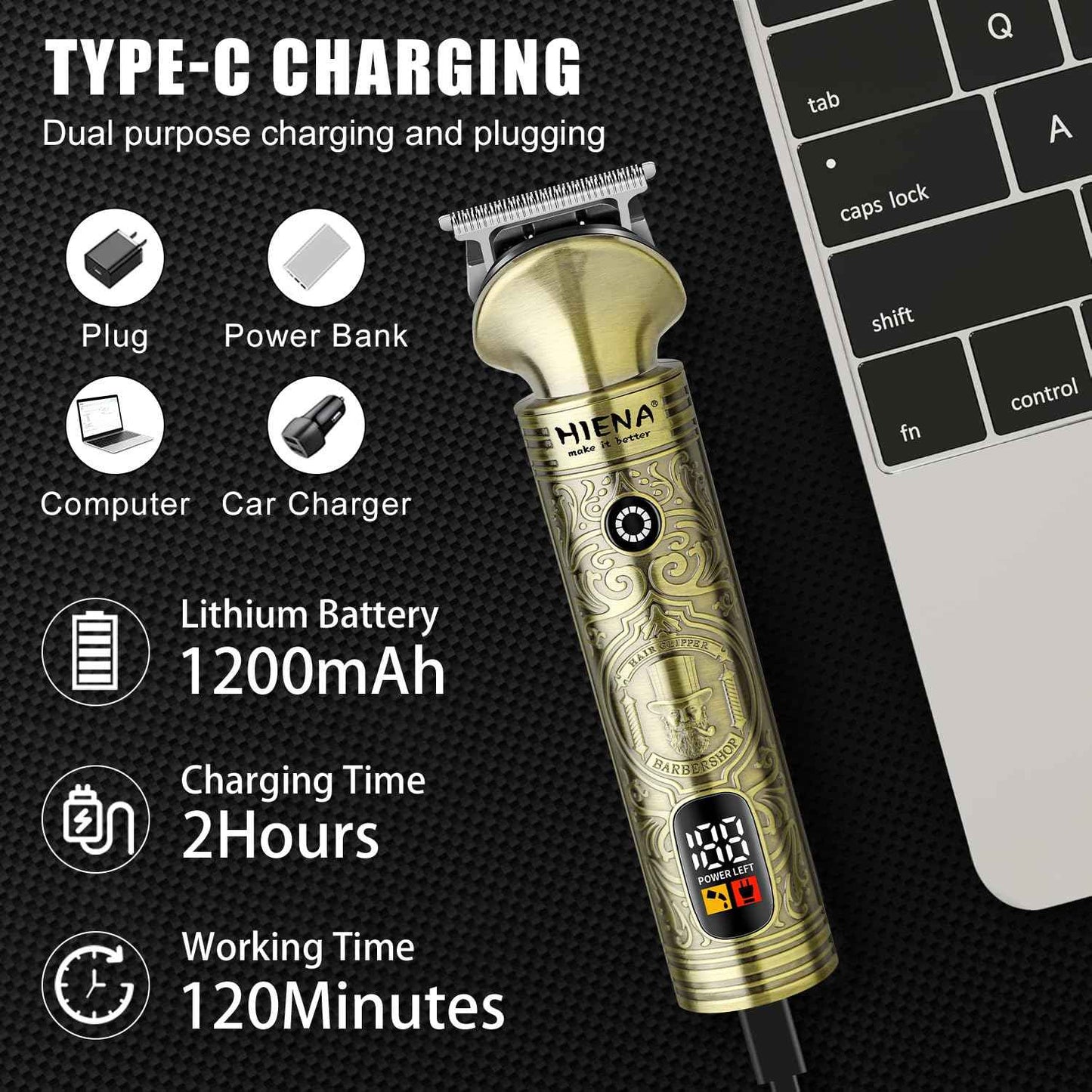 HIENA PRO Beard Trimmer for Men, Electric Razor & Shavers for Men, Cordless T-Blade Hair Clipper Set, Mens Grooming Kit for Shaving Face, Mustache, Body, Ear, Hair,Nose Trimmer