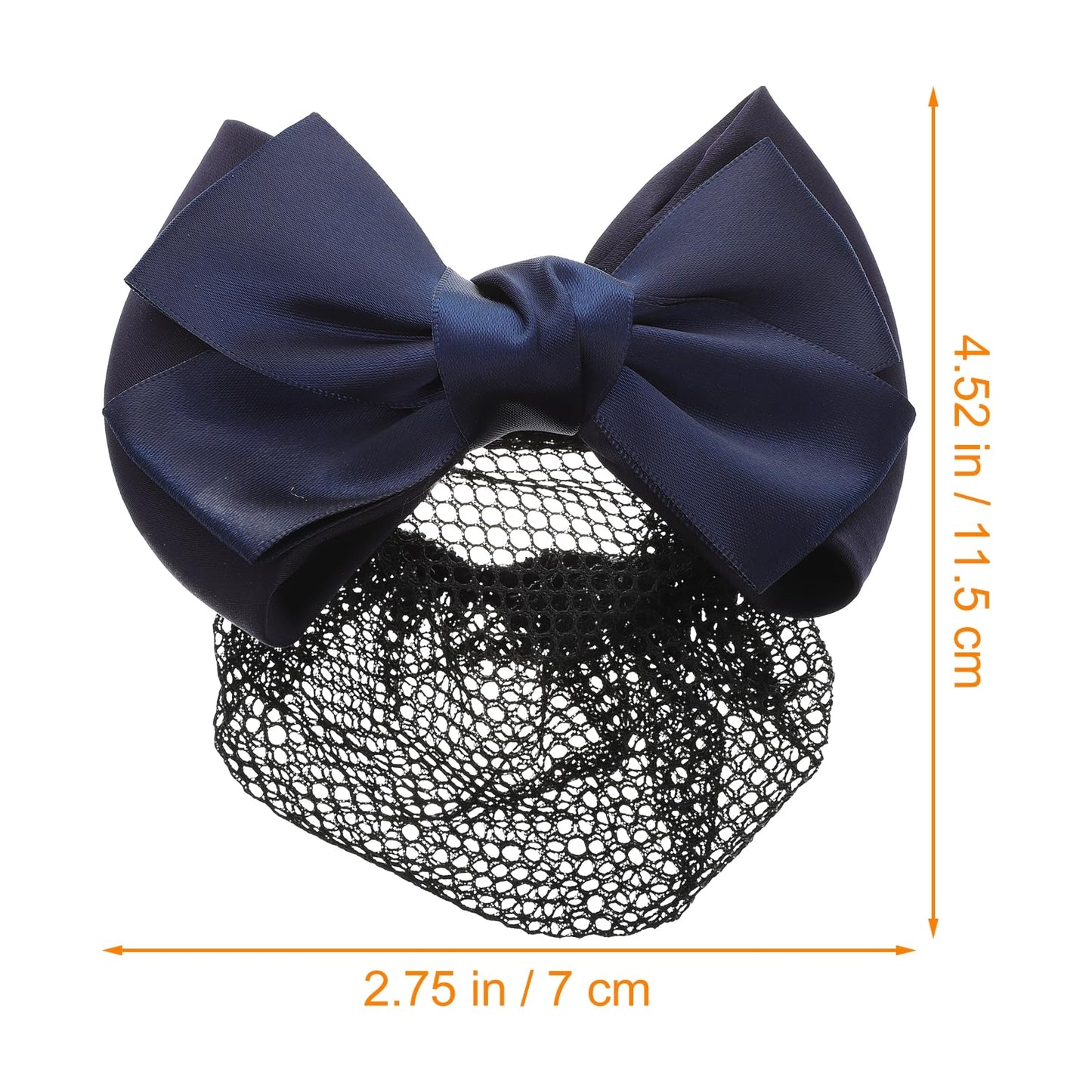 KALLORY Elastic Pearl Hair Accessories - Hair Bun Net Mesh Bowknot Cover with Hair Clip and Crochet Hook for Women (Dark Blue)