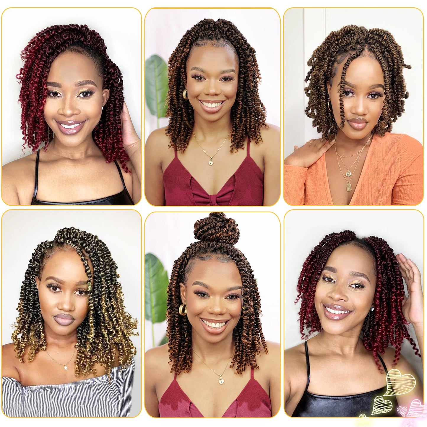 Passion Twist Hair 14 Inch 8 Packs, Pre Twisted Passion Twist Crochet Hair For Black Women, Pre Looped Passion Twist Curly Crochet Hair, Short Crochet Passion Twist Hair (14 Inch (Pack of 8), 1B#)