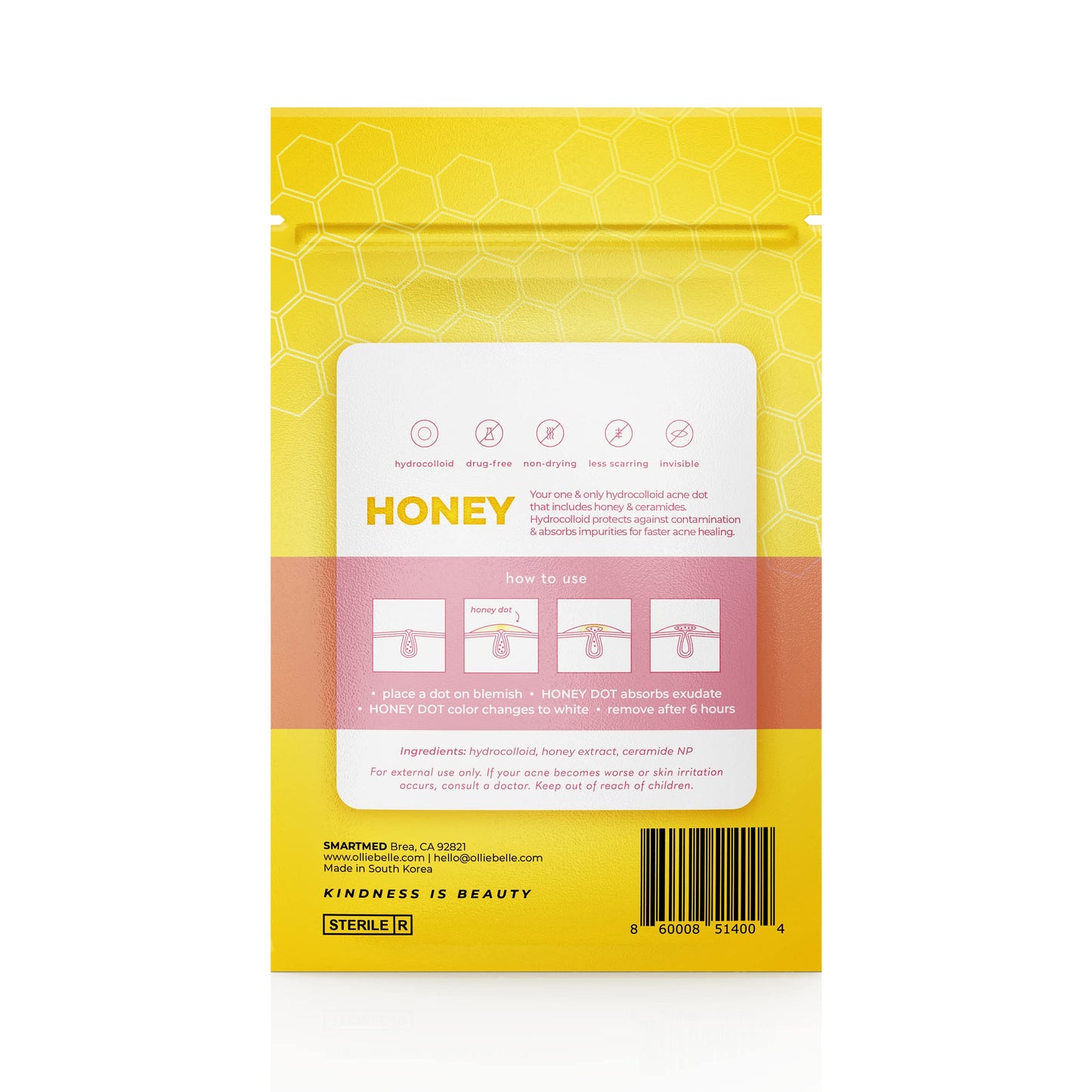 SMARTMED Cover Dot Ollie Belle Hydrocolloid Acne Patches with Honey Invisible Pimple Stickers Blemish Treatment (Honey, 48 dots)