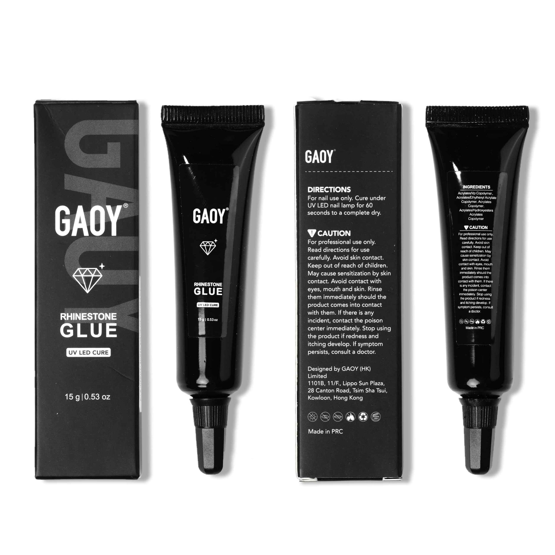 GAOY Multi-Functional Rhinestone Glue, Strong Adhesion 3D Gel Nail Art Glue for Nail Charms, Gems and Jewels Decoration, 15g No Wipe UV Light Cure