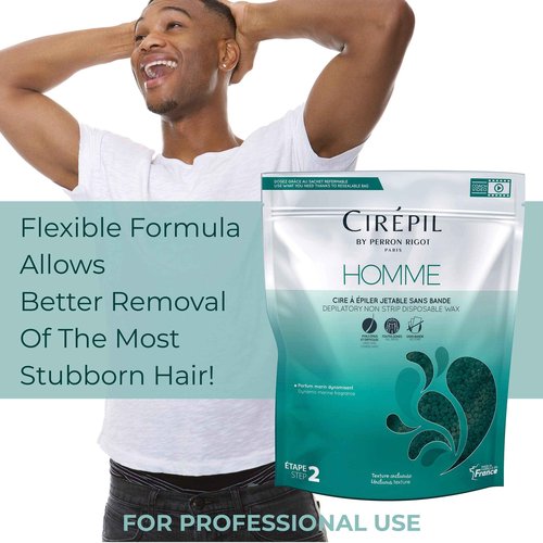 Cirepil - Homme - 800g / 28.22 oz Wax Beads Bag - Fresh Marine Scent - Flexible Formula for Male, Easy Application and Removal
