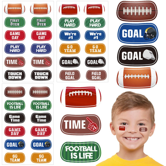 15 Sheets Football Temporary Stickers Kids Football Face Stickers Football Under Eye Sticker Face Paint for Football Game Party Decoration Favor Supplies