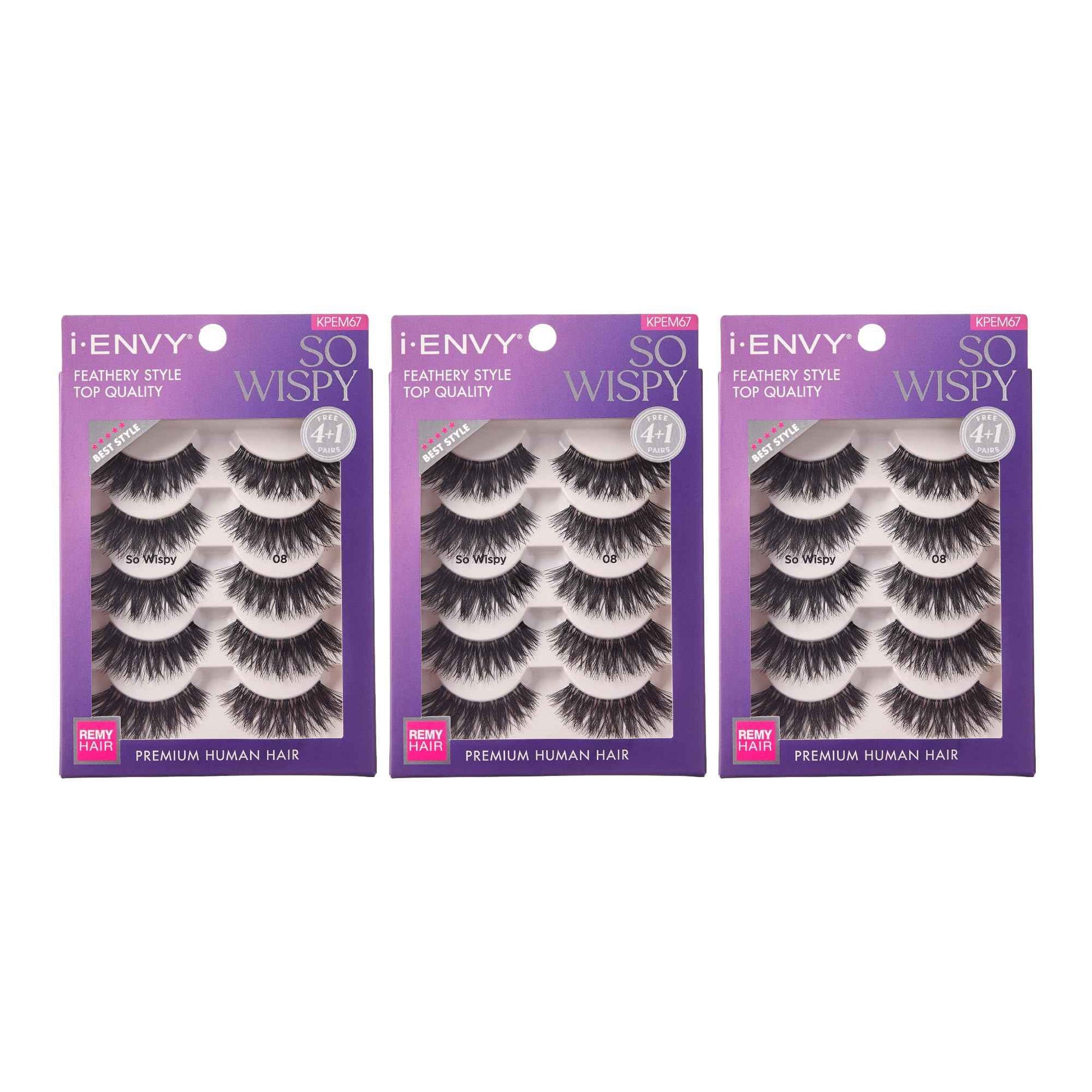 i-ENVY 15 Pairs So Wispy False Lashes (3 Pack), Premium Quality 100% Human Hair, Fluffy Feathered Eyelashes With Volume & Curl, Natural Look, Lightweight, Comfortable, Reusable for Everyday Wear