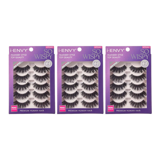 i-ENVY 15 Pairs So Wispy False Lashes (3 Pack), Premium Quality 100% Human Hair, Fluffy Feathered Eyelashes With Volume & Curl, Natural Look, Lightweight, Comfortable, Reusable for Everyday Wear