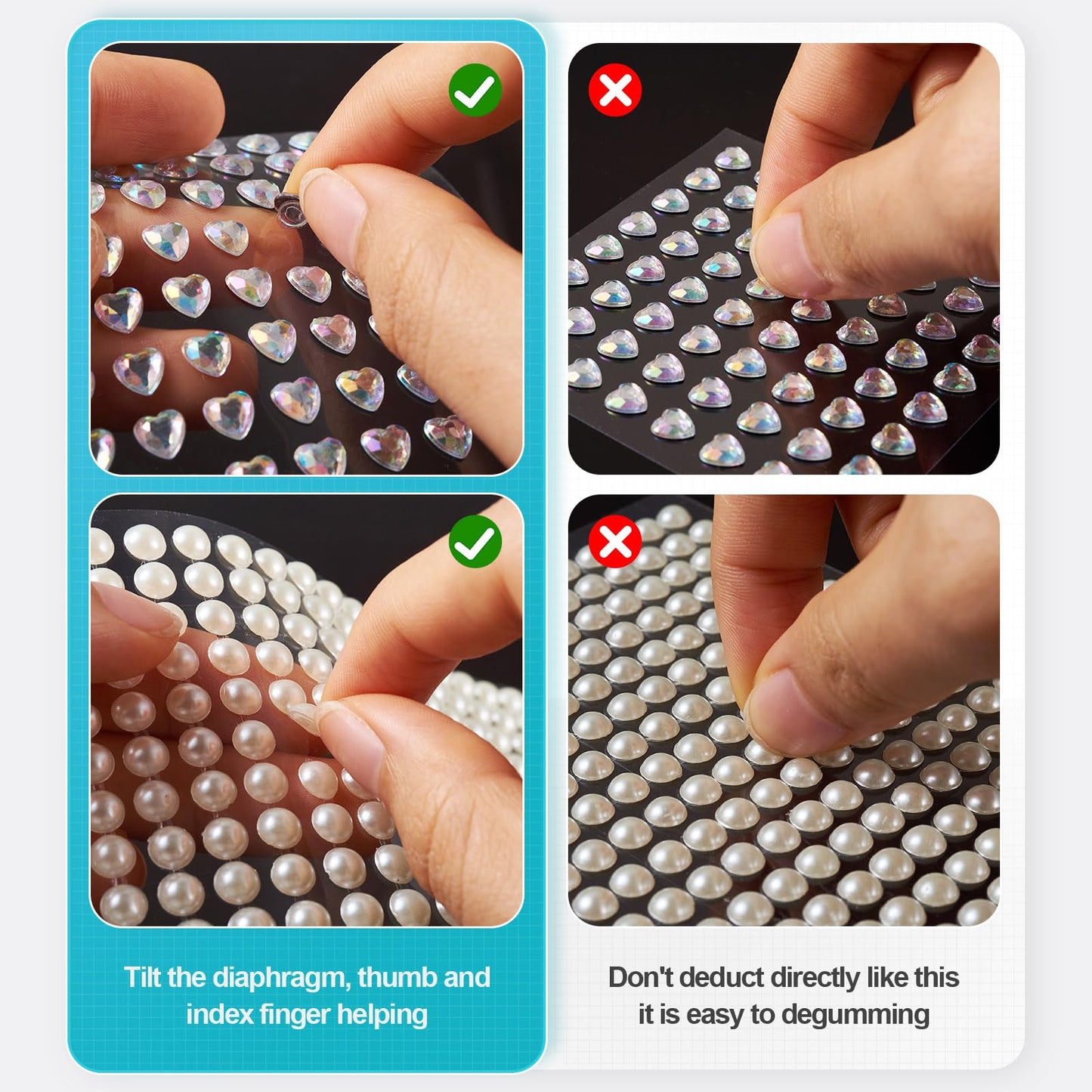 Craftdady 4104Pcs Acrylic Pearls Rhinestone Stickers Heart Star Half Round Stick On Face Gems Stick On Nail Body Acrylic Beads for Halloween Makeup Nail Art Wedding Scrapbook