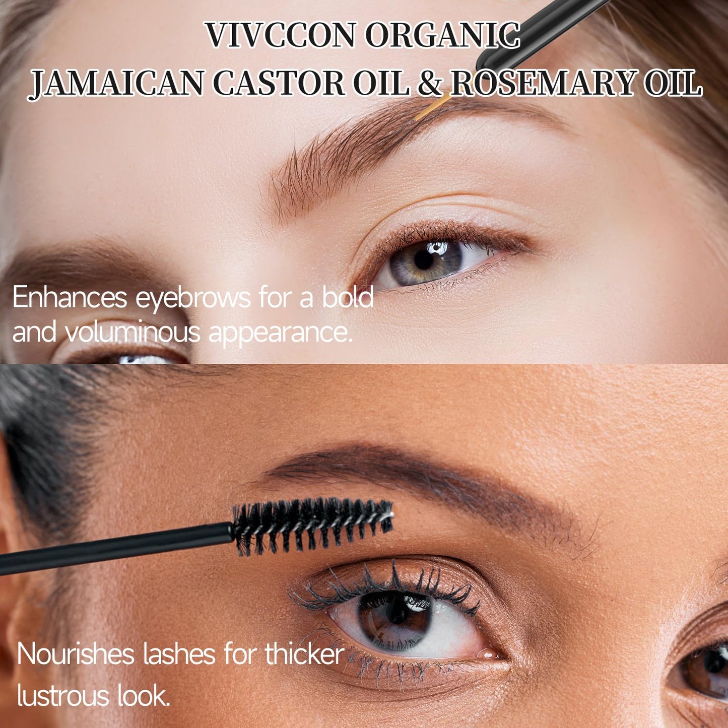 Vivccon Jamaican Black Castor Oil with Rosemary, Black Castor Oil Cold Pressed, Organic Castor Oil for Hair Growth, Eyelashes and Eyebrows Growth, Castor Oil 100% Natural & Pure