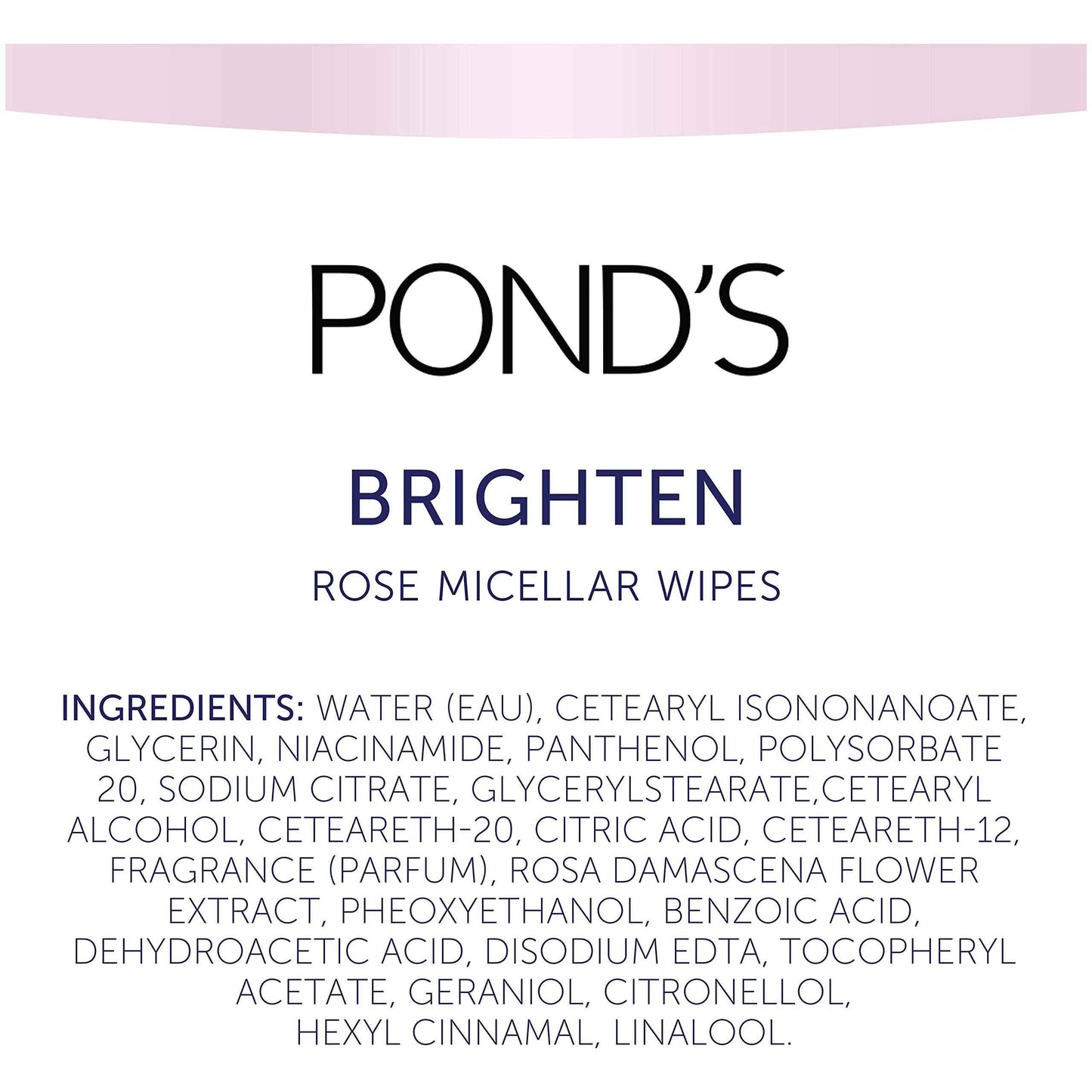 Pond's Vitamin Micellar Wipes For Dark Spots Brighten Rose Removes Waterproof Makeup 25 Wipes