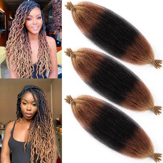 24 Inch Springy Afro Twist Hair 3 Packs 1B/30/27 Pre-Separated Marley Twist Braiding Hair Suitable for Damaged Kinky Afro Twist Hair chromatism Synthetic Wrapping Hair for Soft Locs Hair Extensions