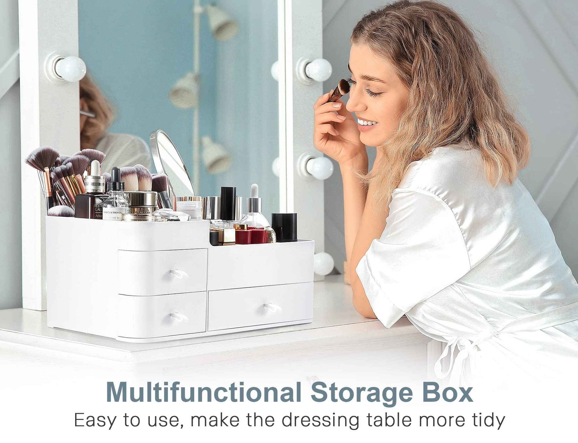 Makeup Organizer with Drawers,Large Capacity Bathroom Organizer and Storage,Vanity,Large Bathroom Countertop,Bedroom Storage for Skincare,Cosmetics,Perfume,Brushes,Eyeshadow,Lipstick, Nail Polish