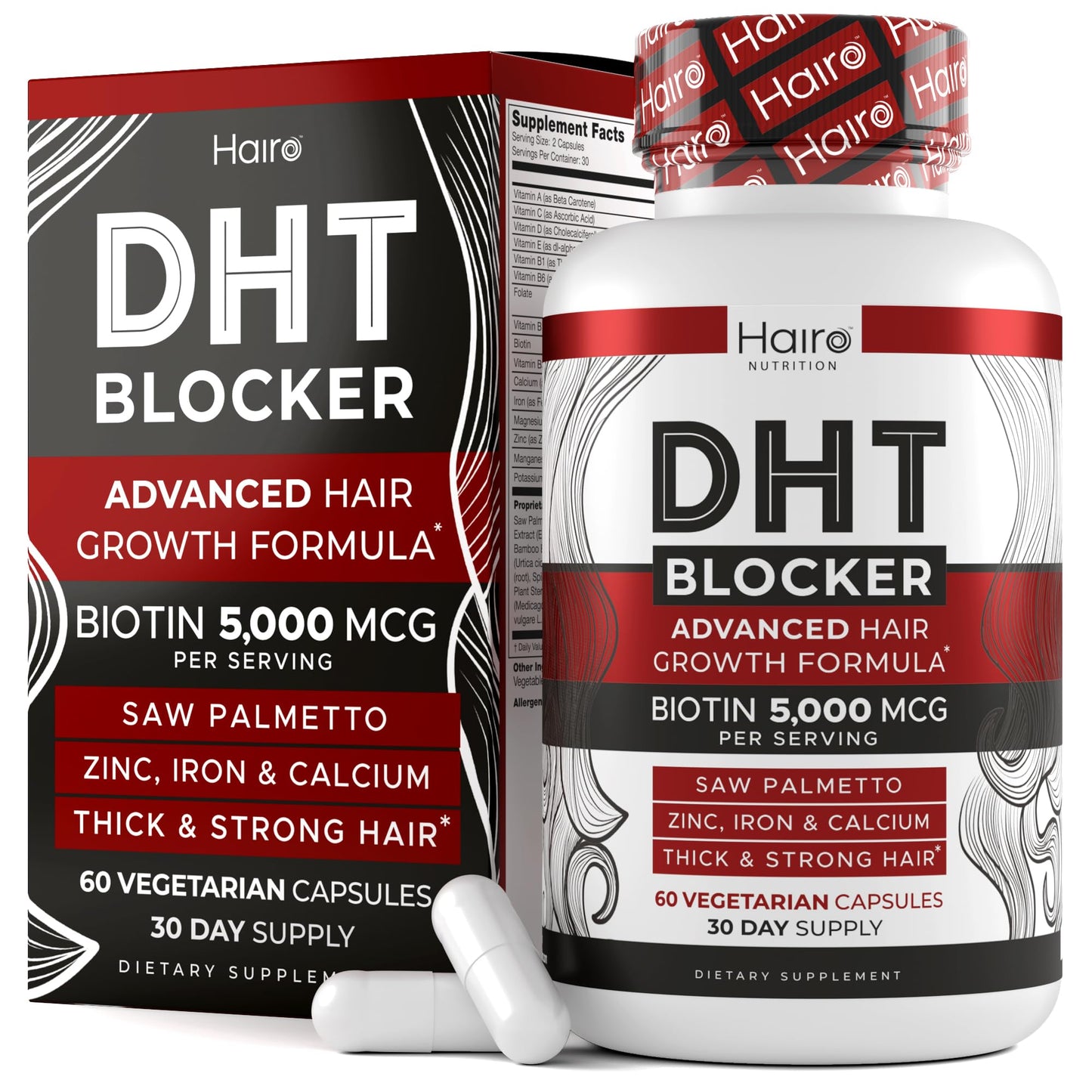 DHT Blocker Hair Growth Supplement - High Potency Biotin & Saw Palmetto for Hair Regrowth - Natural Hair Loss Treatments for Women & Men - Helps Stimulate Hair Follicle Growth