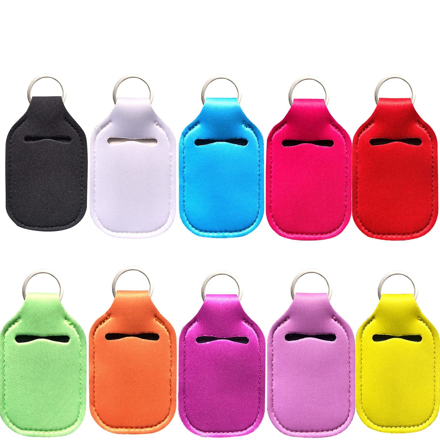 PUEZOKLY 40pcs Travel Bottles Keychain Set with Wristlet Chapstick Holders key chain, Hand Sanitizer Holder Keychain with Empty Bottles