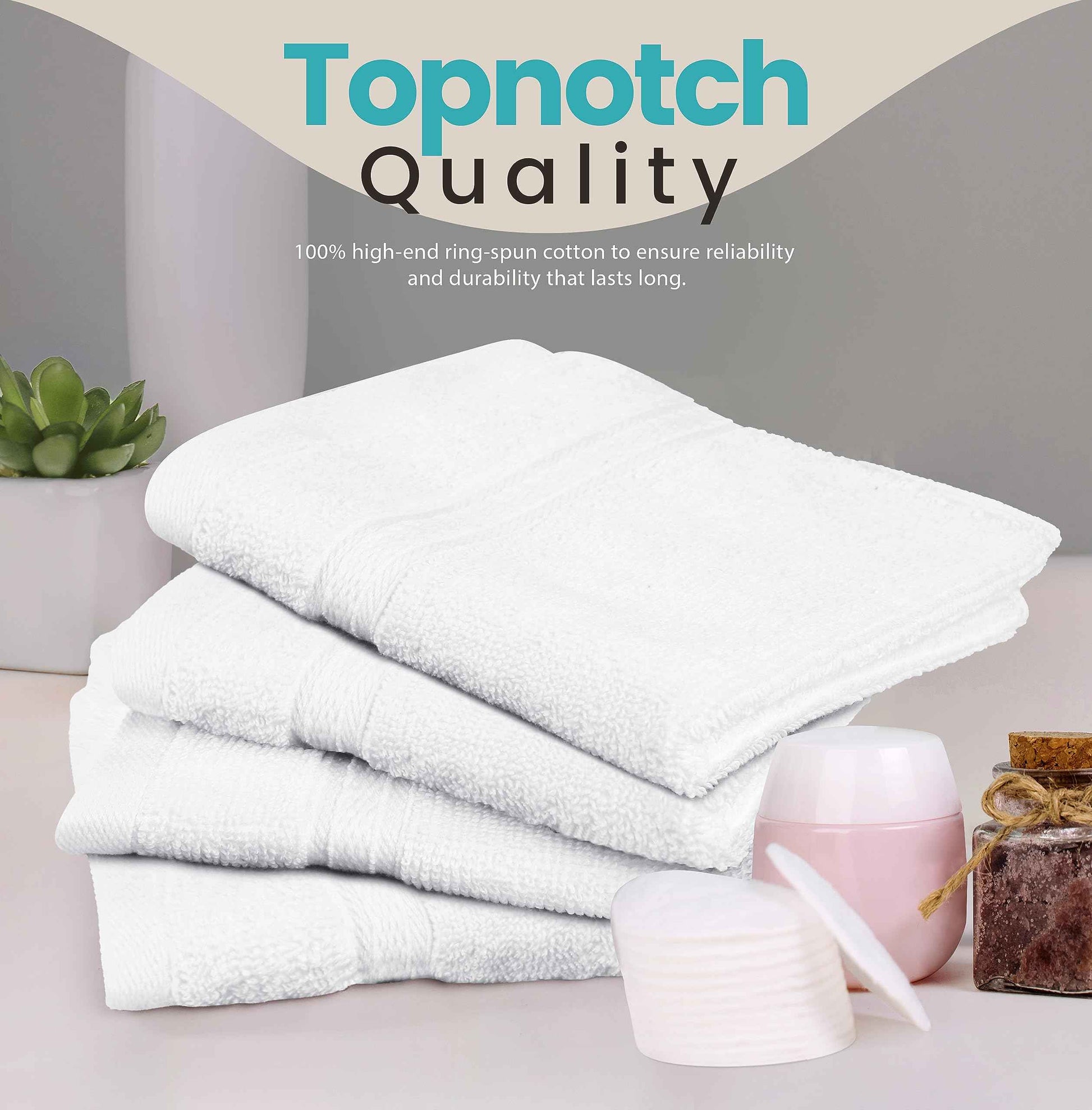 Towel and Linen Mart 100% Cotton- Wash Cloth Set -Pack of 4,Quick Dry,Luxurious,Absorbent,Soft Feel Spa & Hotel Perfect for Daily Use (12X12 White)