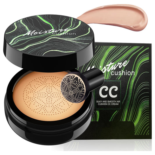 Mushroom Head Air Cushion CC Cream - Moisturizing & Oil Control BB Cream Foundation Create Long-Lasting, Waterproof Makeup Base Primer, Concealer Full Coverage for All Skin Types (Nude)