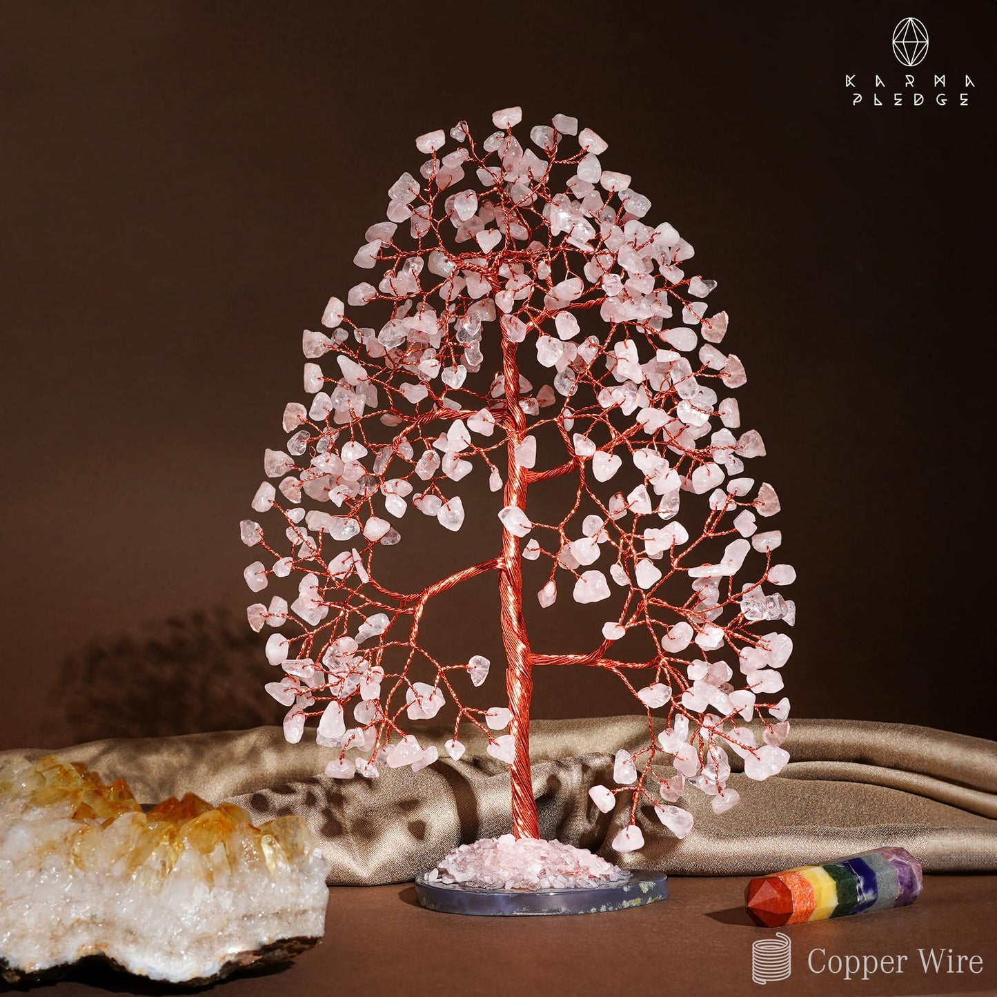 Crystal Trees for Home and Office Decoration, Rose Quartz Chakra Healing Crystals Feng Shui Handmade Trees for Positive Energy, Money, Good Luck, Christmas Decor, Birthday Gifts for Women, Mom