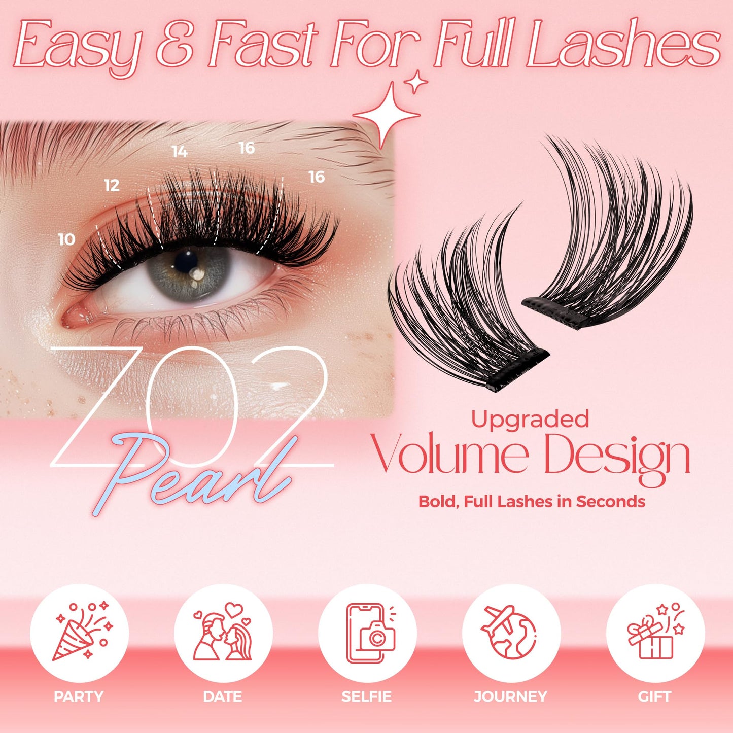 LASHVIEW Self Adhesive Lashes Clusters Eyelashes,Press on Lashes Individual Lash Extension Kit with Lash Tweezers,No Glue Needed Self Adhesive DIY Eyelash Extension Kit 72pcs 10-16mm(Z02)