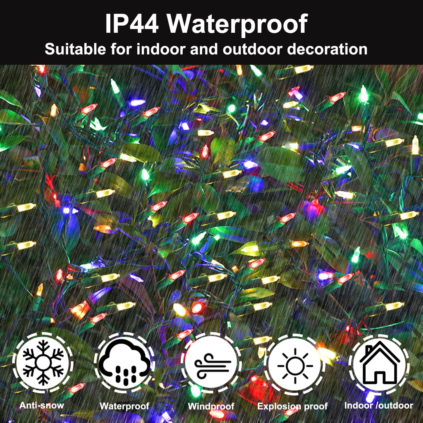 Multicolor Twinkling Christmas String Lights Plug in,2 Pack Each 60 LED,17 of 60 Lights Twinkle,Connect up to 45 Sets,UL Certified 22 Ft Mini Christmas Twinkle Tree Lights,Indoor Outdoor Use