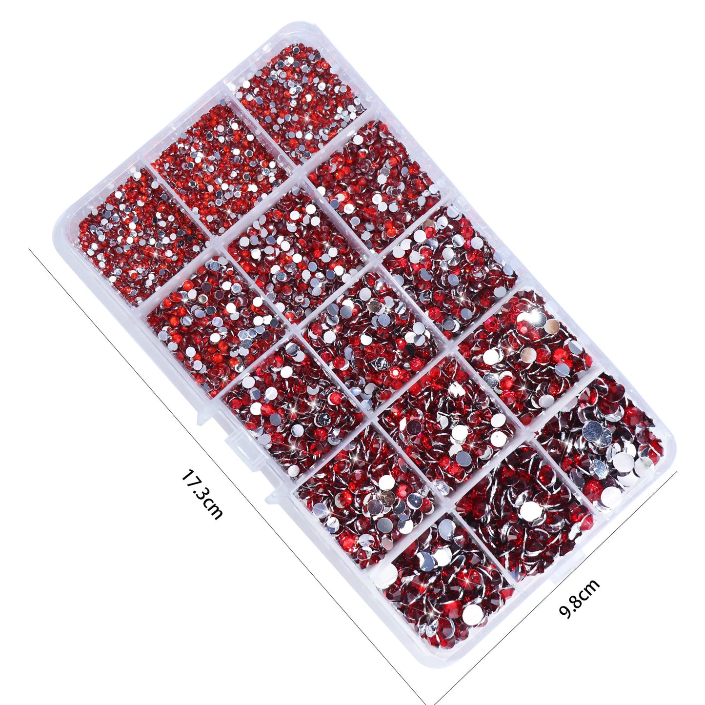 FULZTEY 7500PCS Nail Rhinestones 3D Rhinestones for Crafts Clothes Accessories Red Round Gems Crystal Rhinestones Mixed Size Flatback Rhinestones Bulk for DIY Shoes Gift Cup Decoration