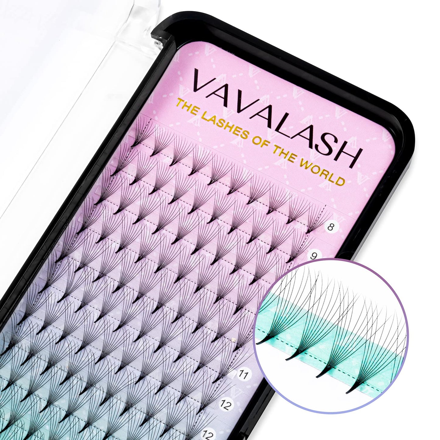 Eyelash Extensions 3D 4D 5D 6D 8D 9D 10D Thickness 0.07/0.1 C/D Curl Eyelashes Middle Stem & Long Stem Heat Bonded Premade Fans Russian Volume Lash Extensions Supplies (Middle Stem 9D-0.07-D-13mm)