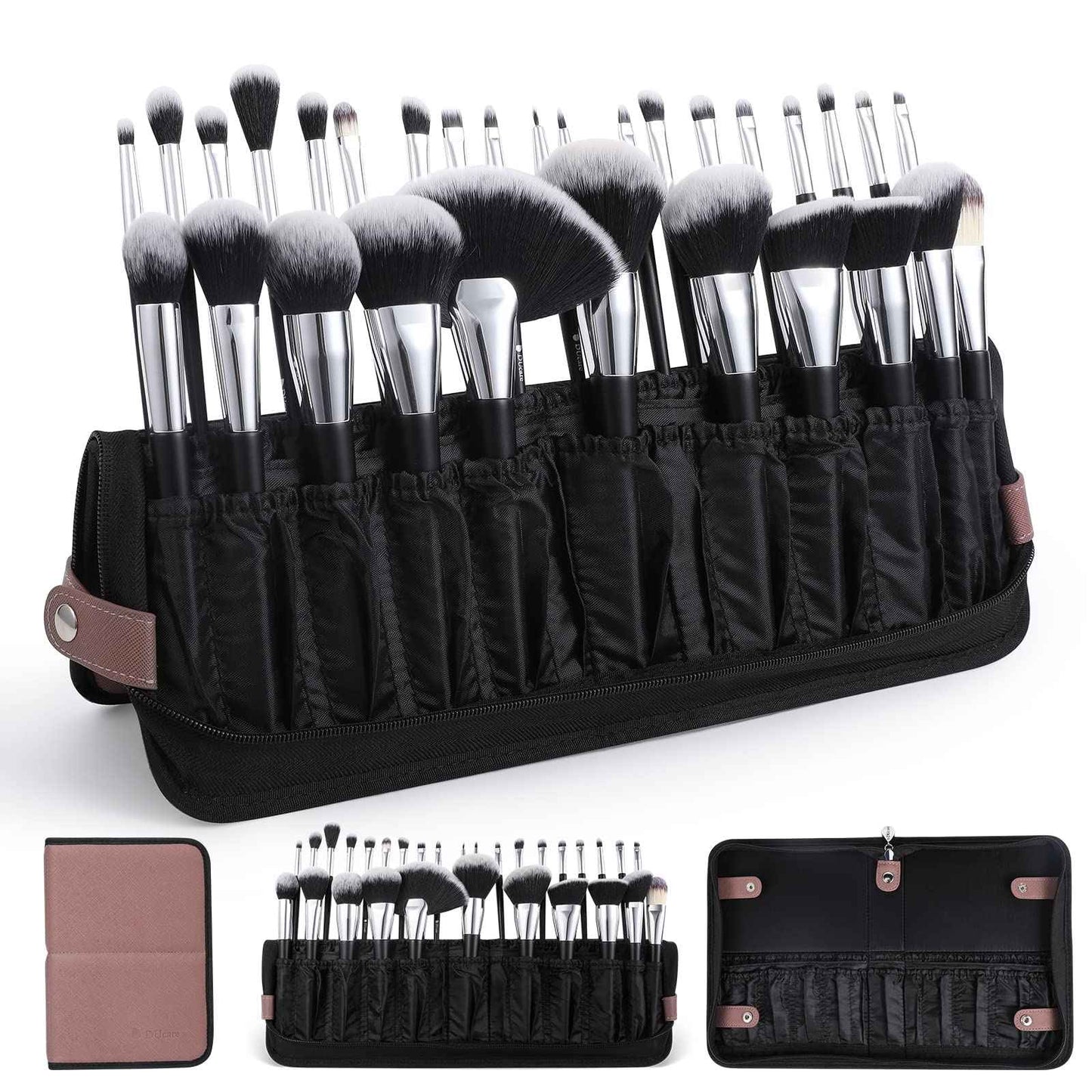 DUcare Makeup Brushes Organizer 30pcs Folding Travel Cases Makeup Brushes Stand-up Cosmetic Bag Artist Storage (only bag)