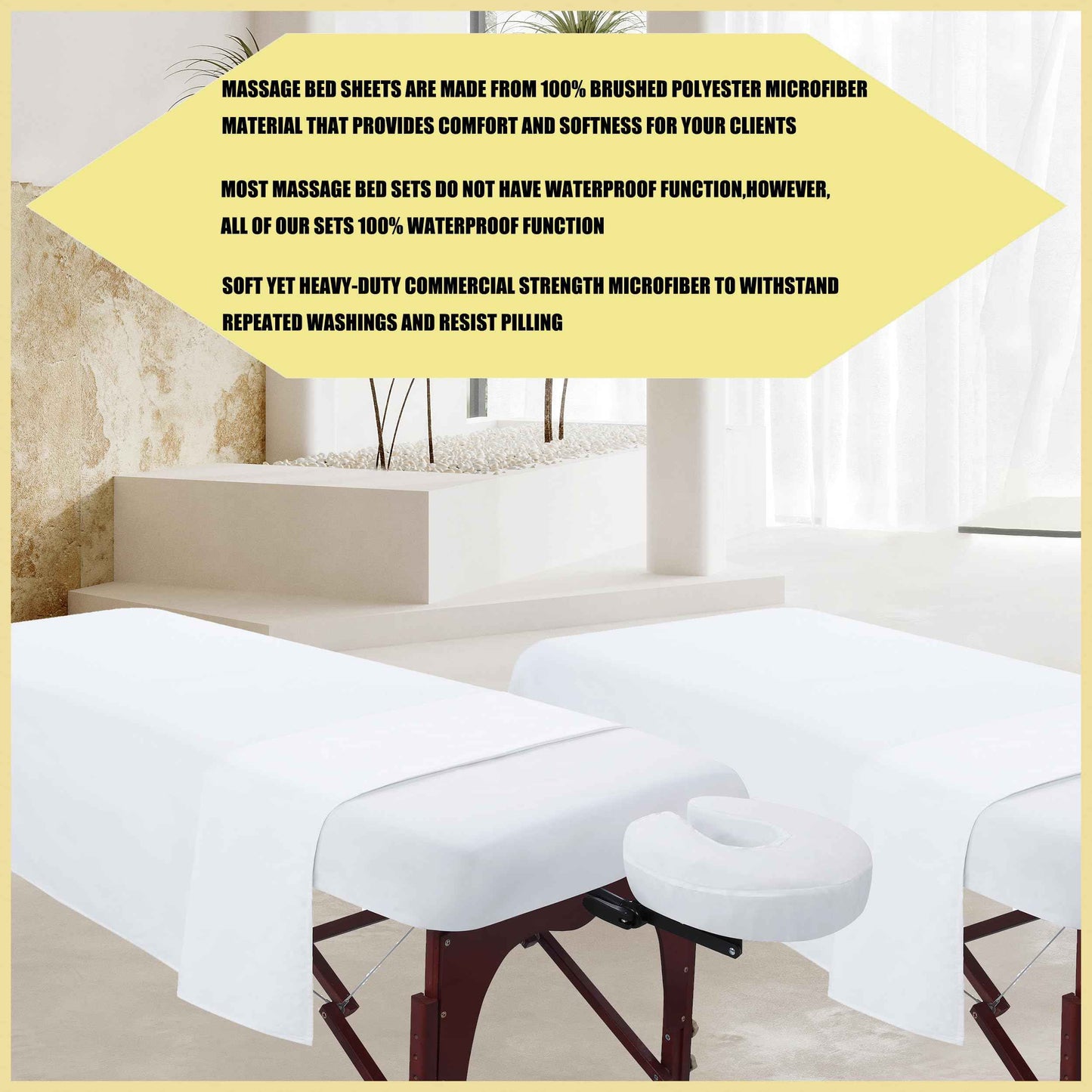 2 Sets Microfiber Massage Table Sheet Sets 3 Pcs Massage Bed Cover Soft Wrinkle Free Includes Massage Fitted Sheet,Massage Sheets and Face Cradle Cover for SPA Beauty Salon Tattoos (White)