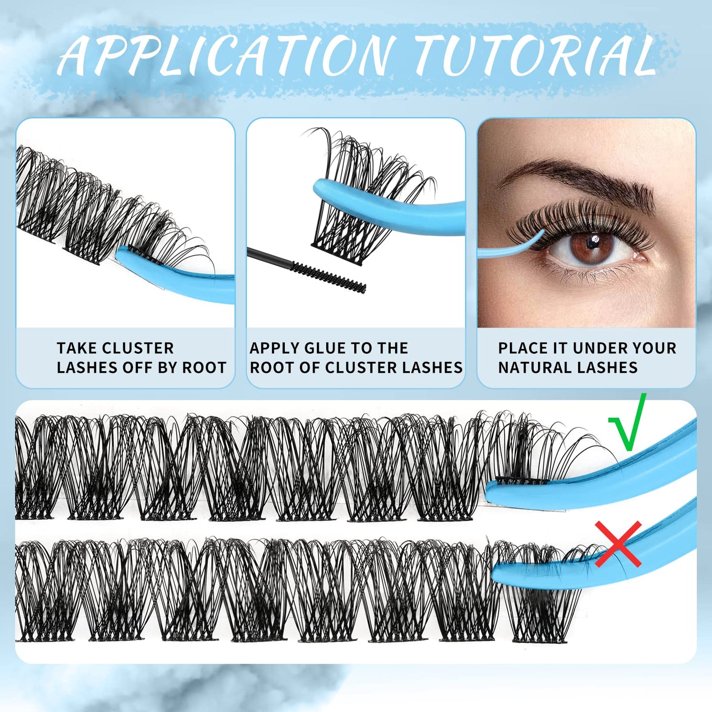 Lash Clusters 84 Pcs Cluster Lashes Eyelash Clusters DIY Cluster Eyelash Extensions Individual Lashes Thin Band & Soft(Plateau,D-10mm)