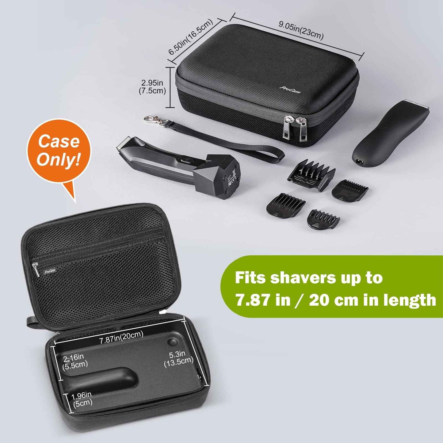 ProCase Hard Case for Meridian Trimmer and Shaver, Electric Groin Body Pubic Hair Trimmer Organizer, Travel Carrying Bag for Electric Razor and Accessories, With Removable tray -Black (Case Only)
