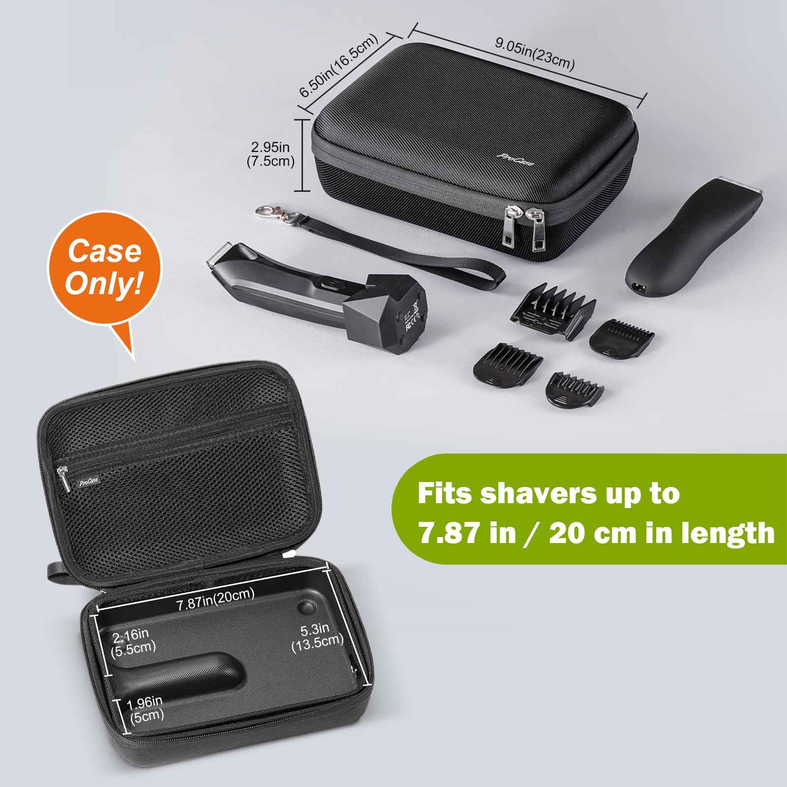 ProCase Hard Case for Meridian Trimmer and Shaver, Electric Groin Body Pubic Hair Trimmer Organizer, Travel Carrying Bag for Electric Razor and Accessories, With Removable tray -Black (Case Only)