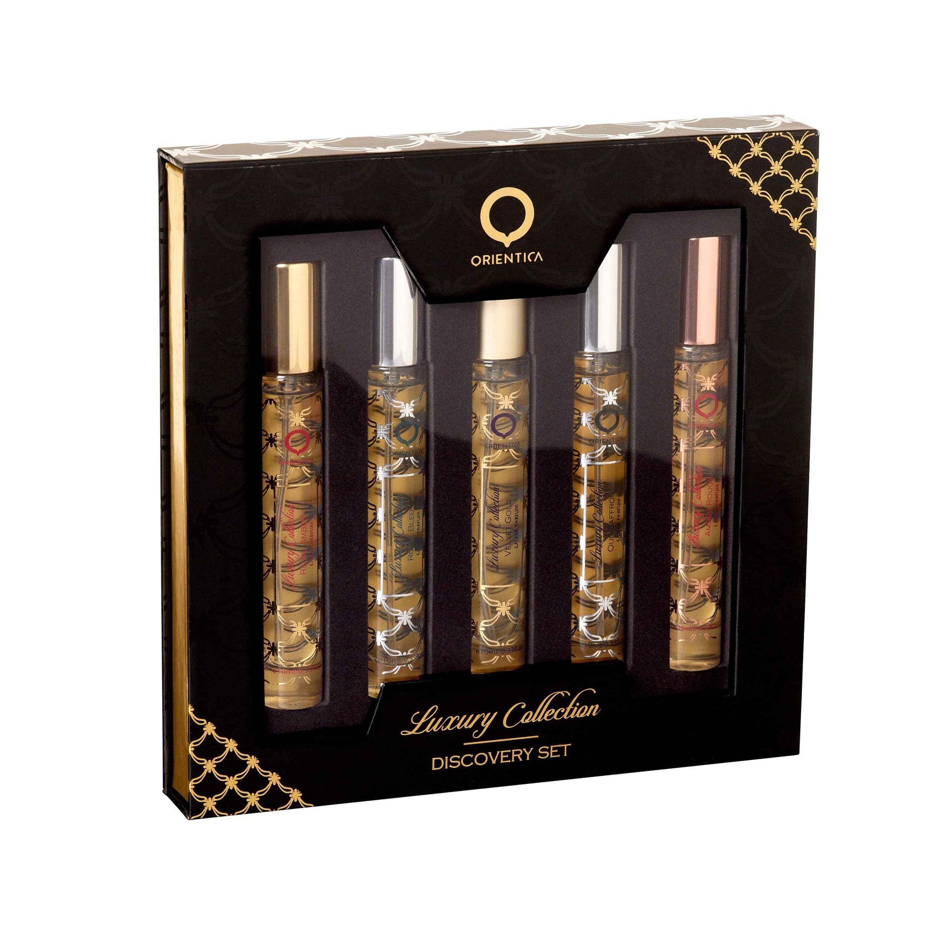 Orientica Luxury Collection Mini 5-Piece Perfume Gift Set Eau de Parfum - Arabic for Men and Women - 0.33 Fl Oz / 10ml x 5 Spray