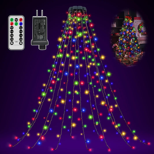 shineshine Christmas Tree Lights Waterproof 300 LED, 8 Modes Christmas Lights with Remote & Memory Function & Timer, Suitable for 5-7.5ft Christmas Tree Indoor Outdoor (Multicolor)