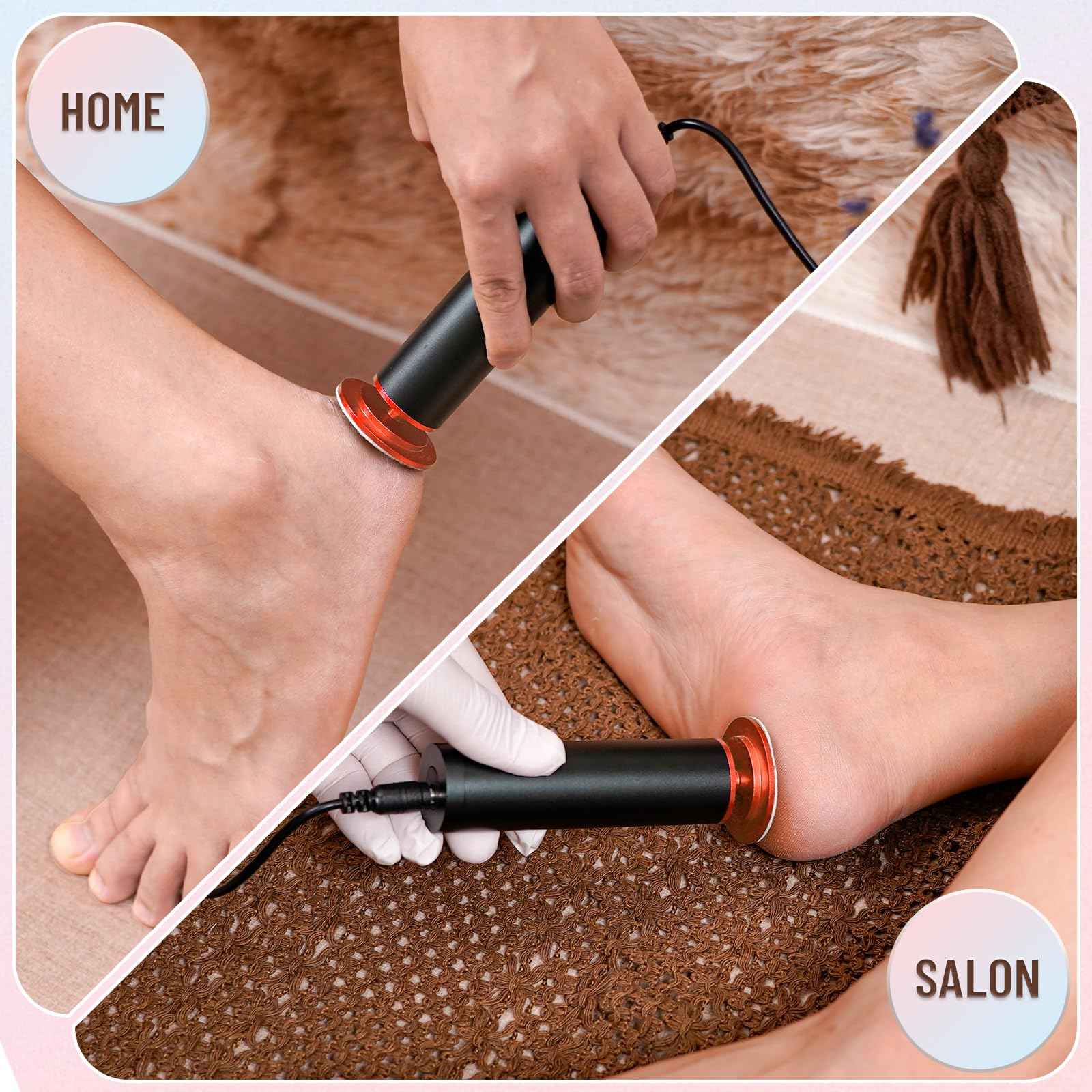 Dermawave Electric Foot File Callus Remover for Feet, Professional Foot Scrubber Sander Grinder for Dead Skin Cracked Heel, Pedicure Tool with 60 Sandpaper Discs for Men & Women