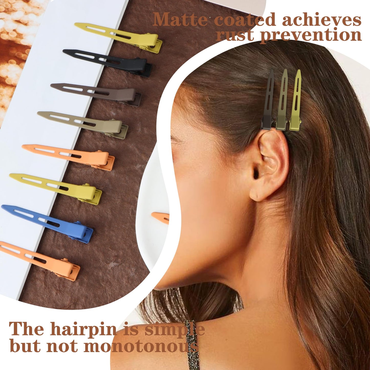 LOSANJI 30PCS No Crease Hair Clips - Metal Matte Hair Pins for Hair Styling - Duckbill Hair Barrettes - No Bend Alligator Hairpins for Thick Thin Hair - Hair Accessories for Women Girls - Black Brown