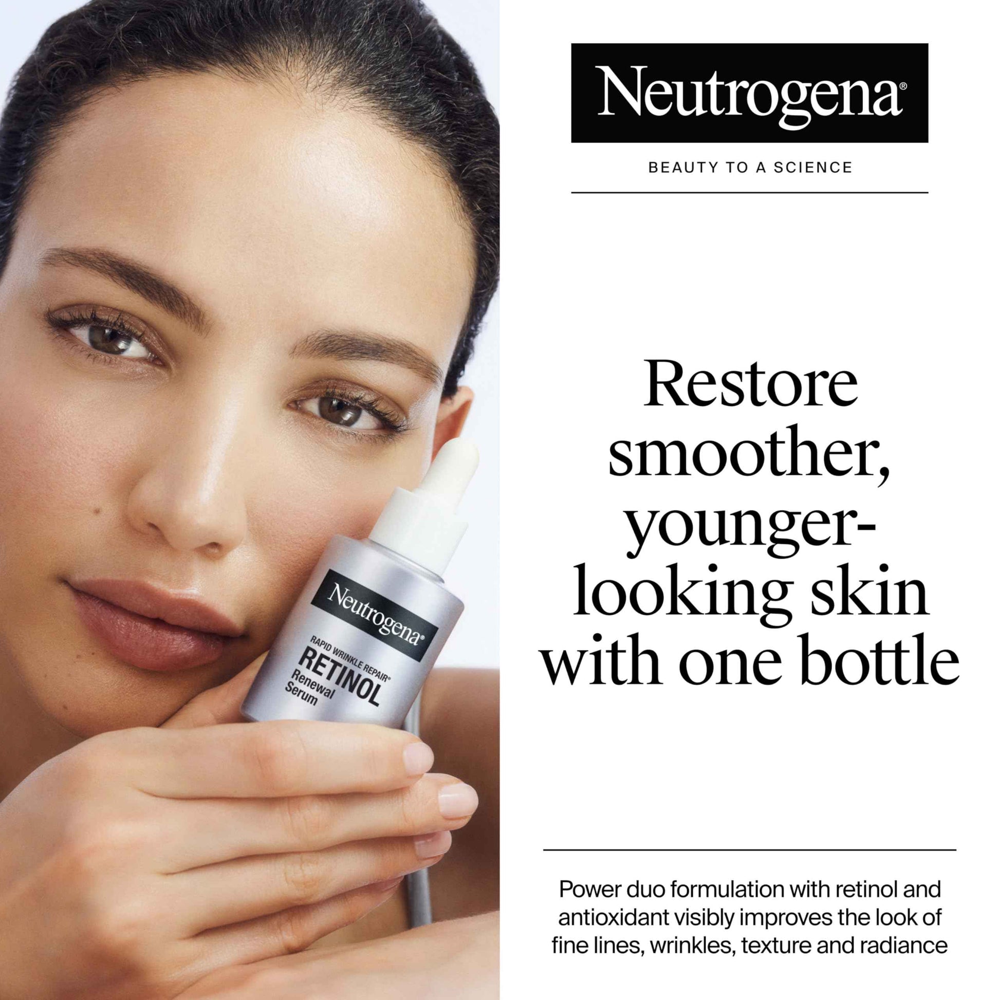 Neutrogena Rapid Wrinkle Repair Retinol Renewal Serum, Lightweight Anti-Aging Facial Serum with Pure Retinol & Antioxidants to Improve Wrinkles, Dullness & Dark Spots, 1 fl oz