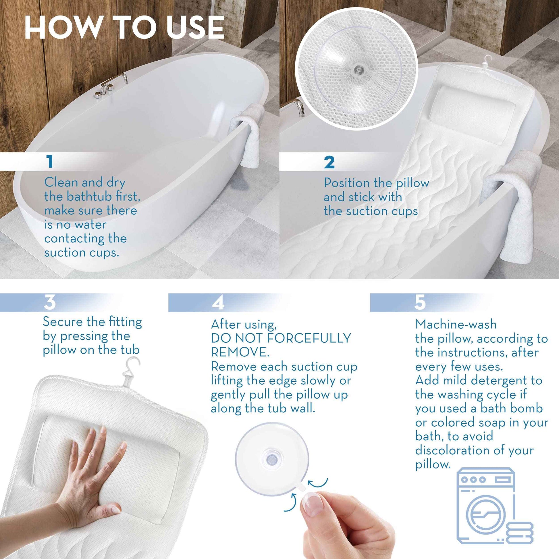 BASIC CONCEPTS Full Body Bath Pillow, Bathroom Tub Thick Pillow for Neck and Back Support, Extra Thick Bathtub Cushion & Bathtub Pillow Headrest, Bathtub Accessories for Women Men, 22 Suction Cups