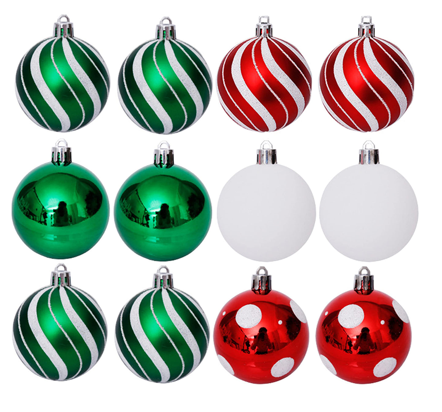 30PCS Christmas Balls Ornaments, Shatterproof Holiday Bulbs Festive Wedding Hanging Ornaments Christmas Tree Decoration (Red&Green)