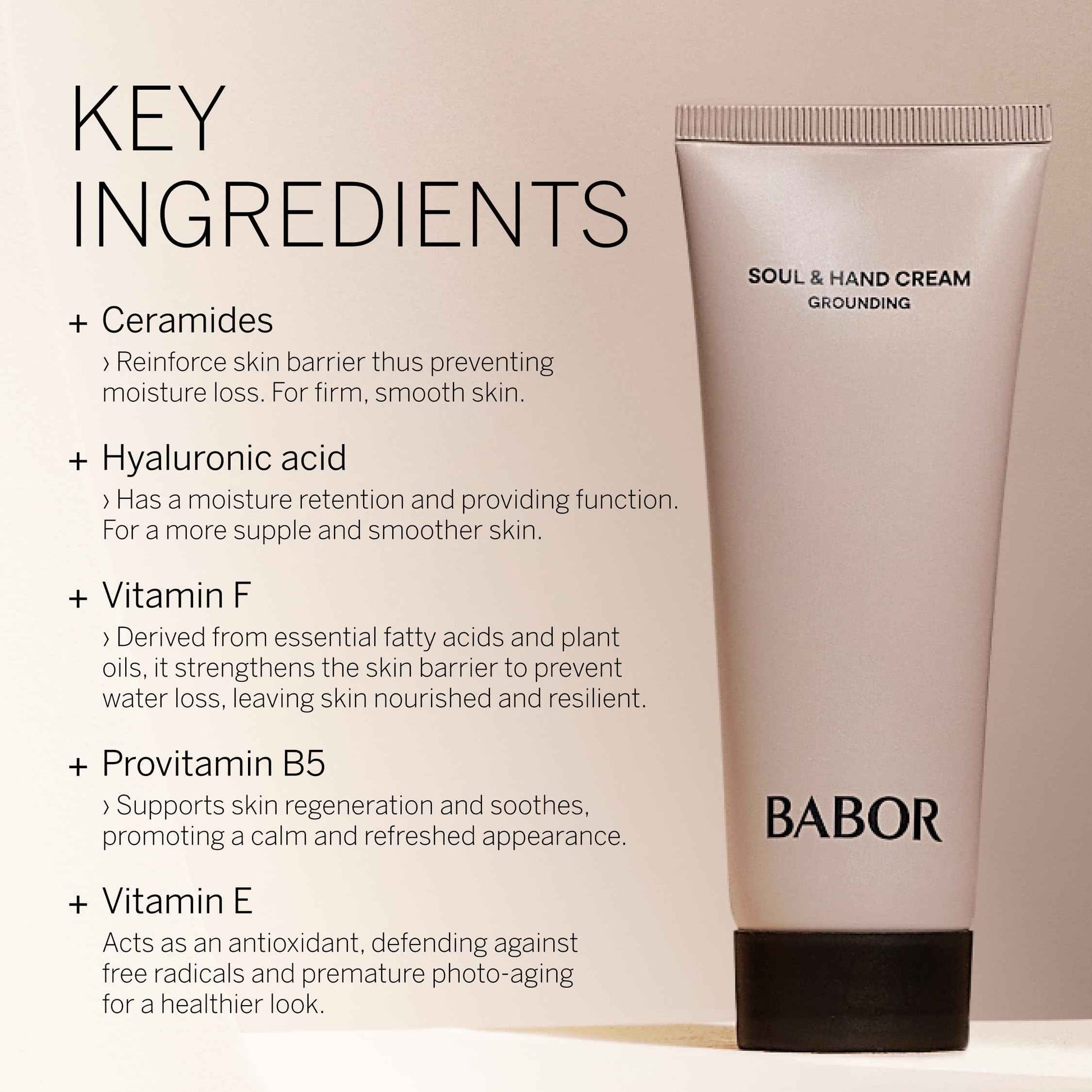 BABOR Soul & Hand Cream Hand Cream for Dry Hands, Anti-Ageing Moisturising Cream, Quick-Absorbing Hand and Nail Cream, Intensive Hand Care, with Hyaluronic Acid, Vegan, 100 ml