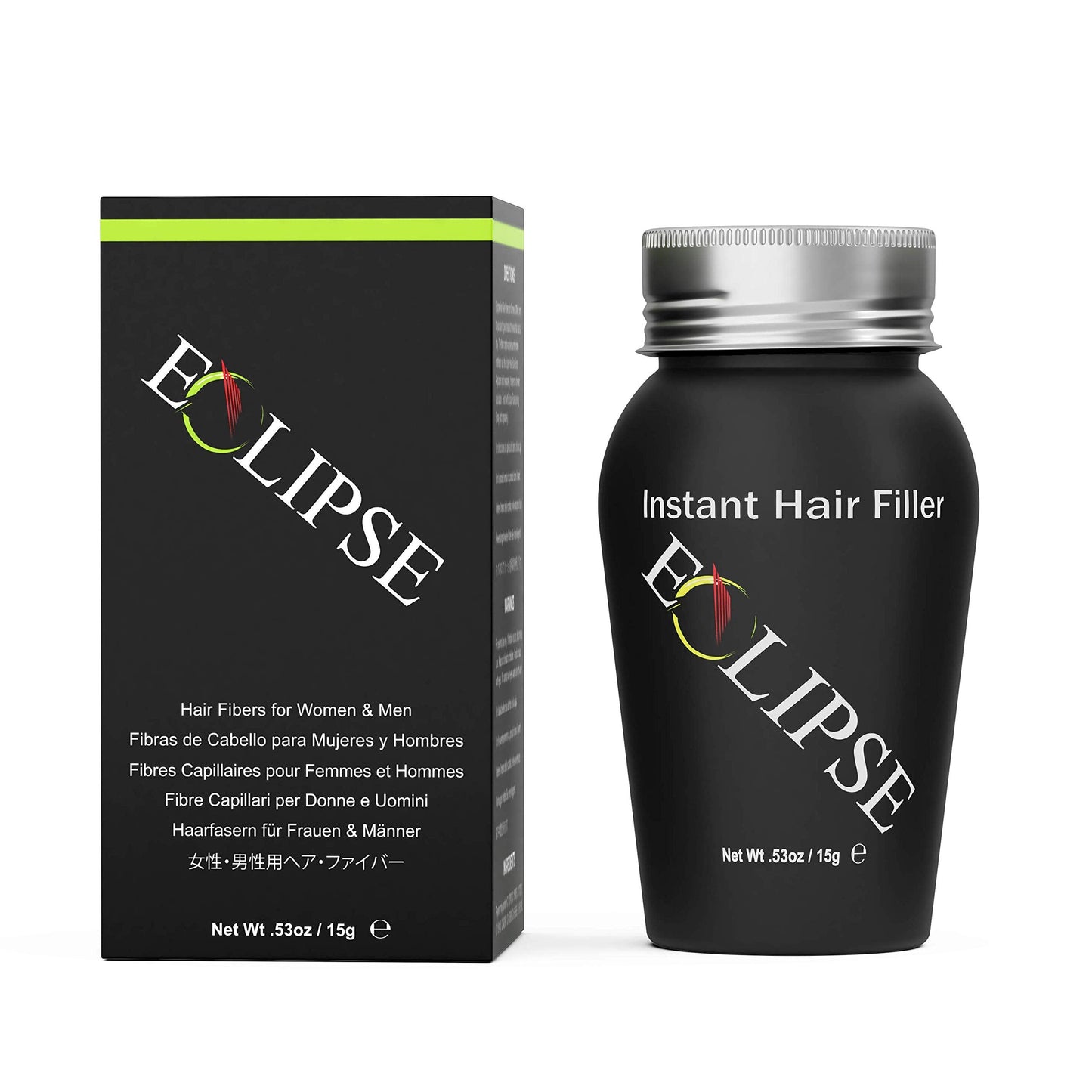 ECLIPSE Hair Fibers Medium Brown for Thinning Hair for Women & Men to Conceal Hair Loss in 15 Seconds - 100% Undetectable Hair Building Fibers, 15g