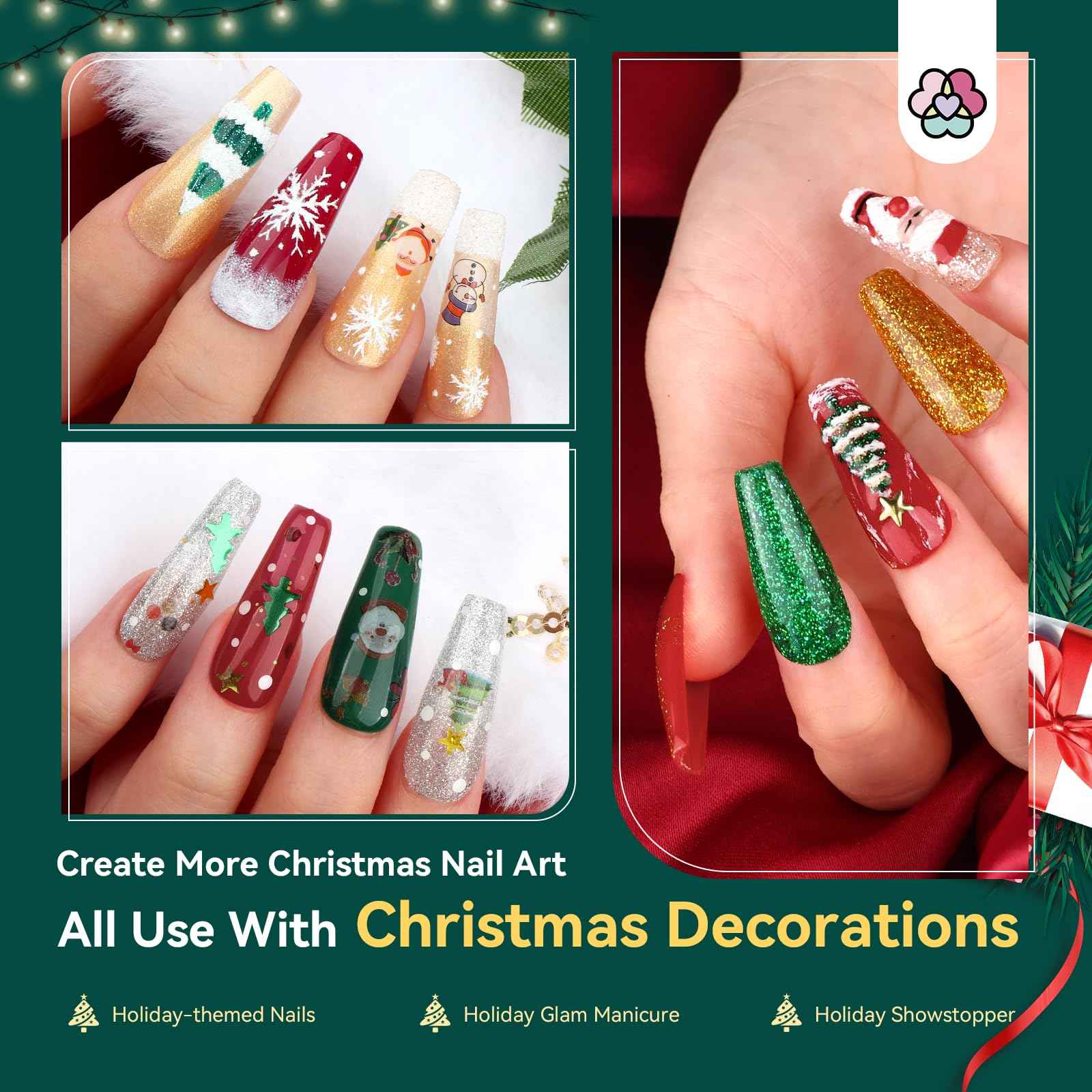 SAVILAND Christmas Gel Nail Polish Kit - 6 Colors Gel Nail Polish Kit with U V light Christmas Limited Series 2.12oz. Clear Builder Nail Gels UPF 200+ U V Protection Gloves Nail Tech Gifts