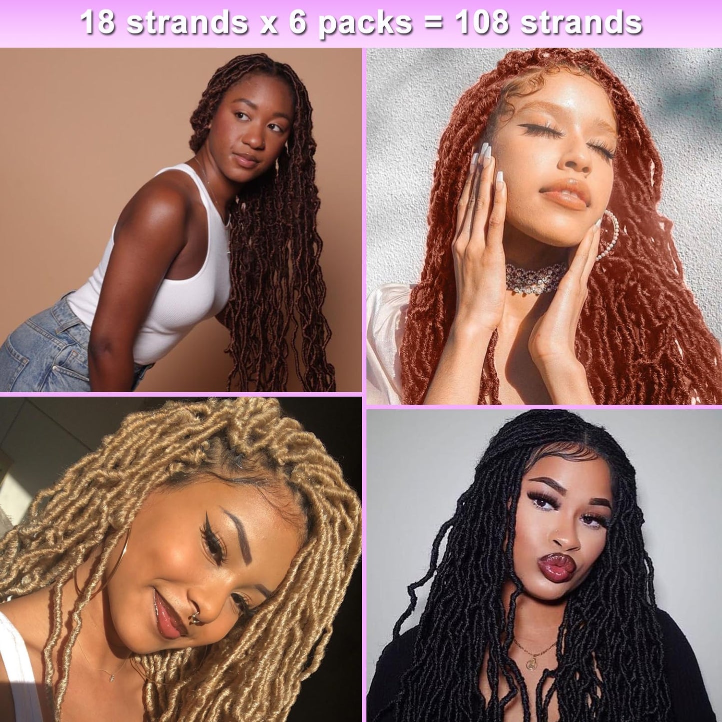 18 Inch 6 Packs New Faux locs Goddess Soft Locs Curly Wavy Crochet Braiding Hair Pre Looped Faux locs Crochet Hair Synthetic Extensions For Women(18 inch, 30#)