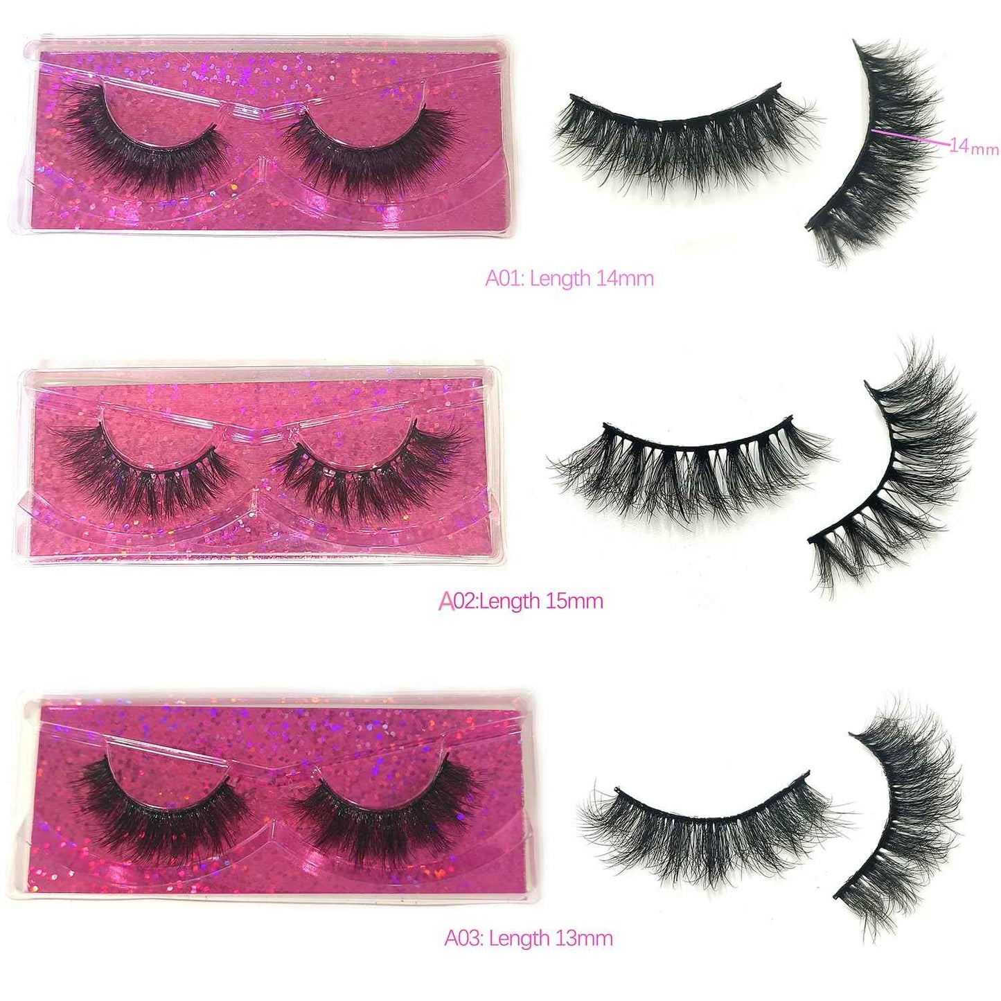 U-Hotmi Natural Look Fluffy Eye Lashes, Faux 3D Mink Lashes 10 Styles Eyelashes Wholesale(50 Pairs)