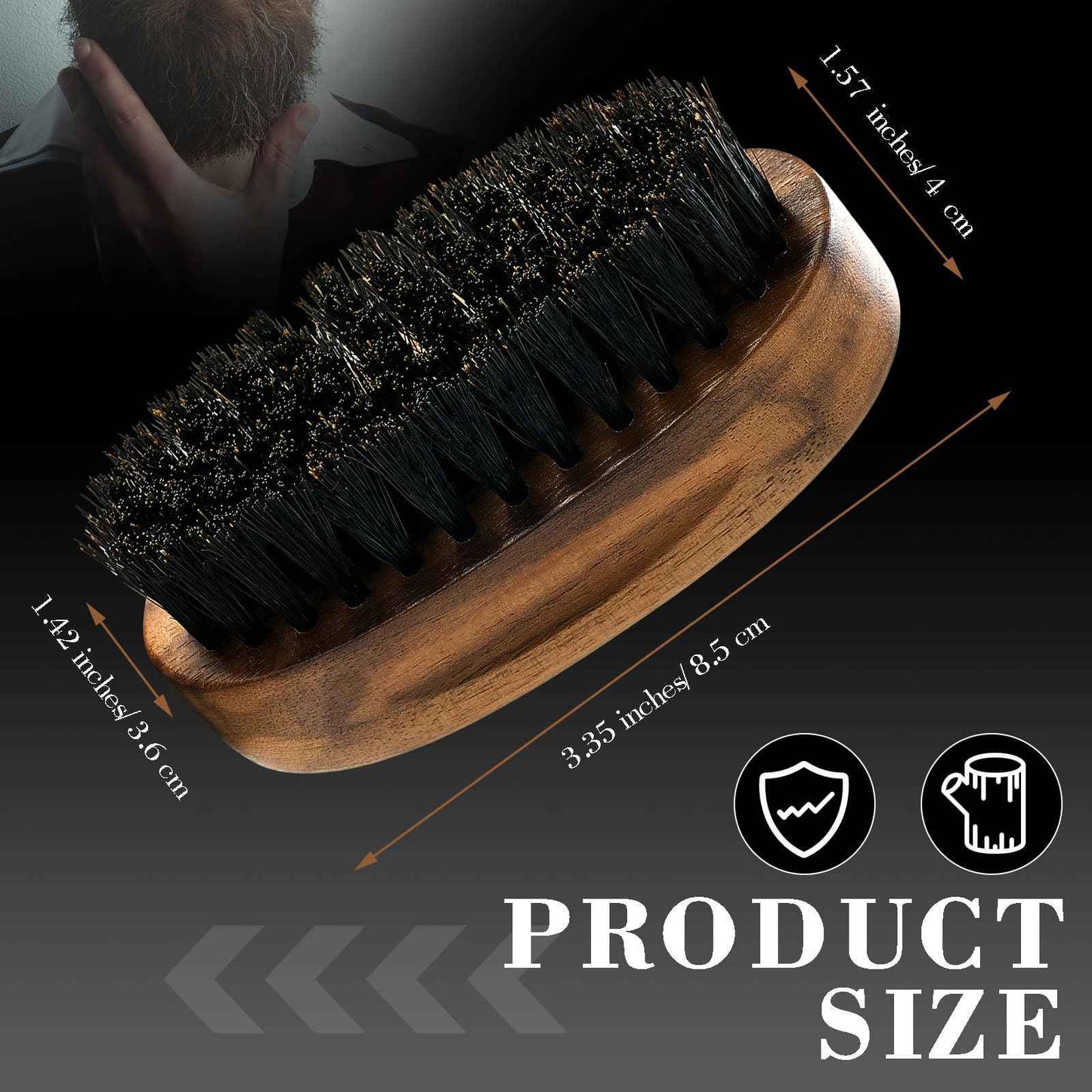 Hushee 6 Pcs Boar Bristle Beard Brush for Men's Mustache Care, 3.35 Inch Small Boar Hair Beard Brush with Black Walnut Wood for Travel, Mens Birthday Gifts for Husband, Son, Father, Grandpa