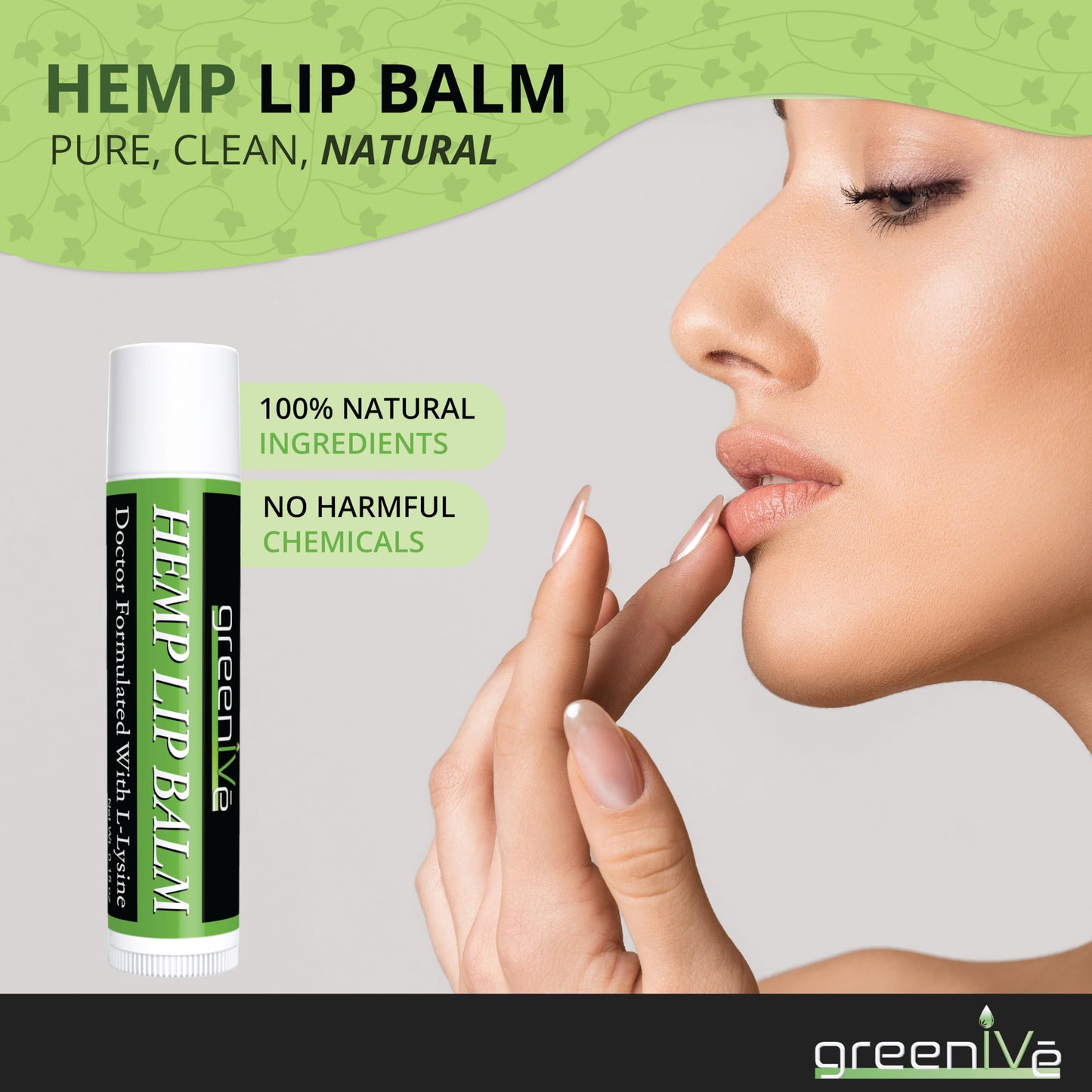 GreenIVe Hemp Lip Balm, Vegan, Omegas 3 & 6, Vitamin E, L-Lysine, Hydrating Handcrafted (3)