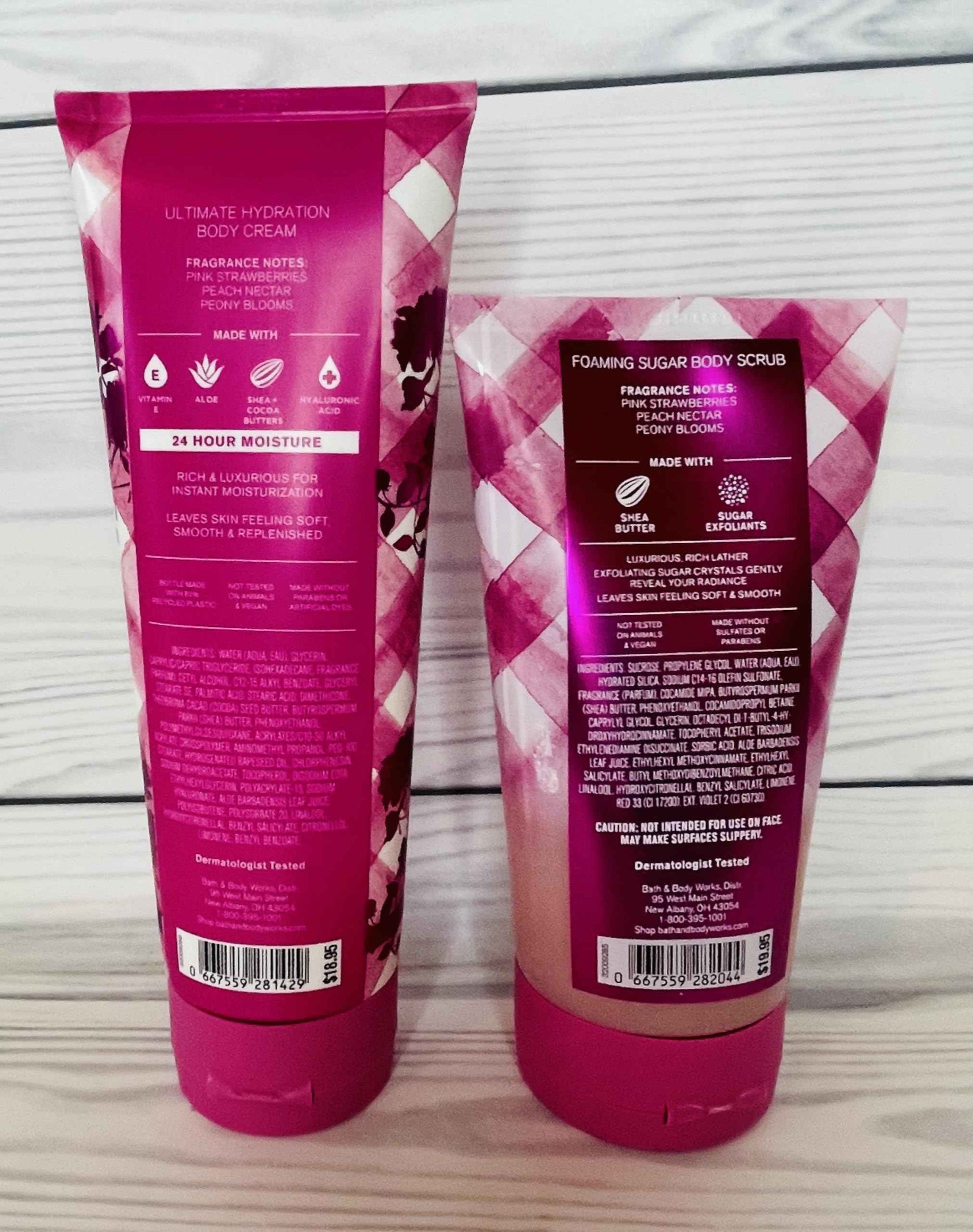 Bath and Body Works Women's Gingham Gorgeous Ultimate Hydration Body Cream and Foaming Sugar Scrub