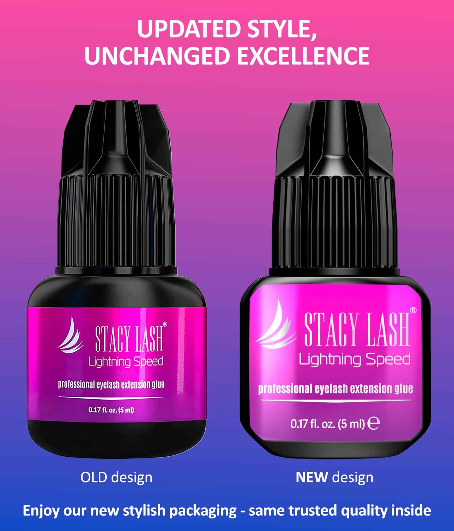 STACY LASH Lightning Speed Eyelash Extension Glue 5ml /0.17 fl.oz / 0.3 Sec Dry/Retention – 6-8 Weeks/Extra Strong Black Adhesive/Professional Supplies