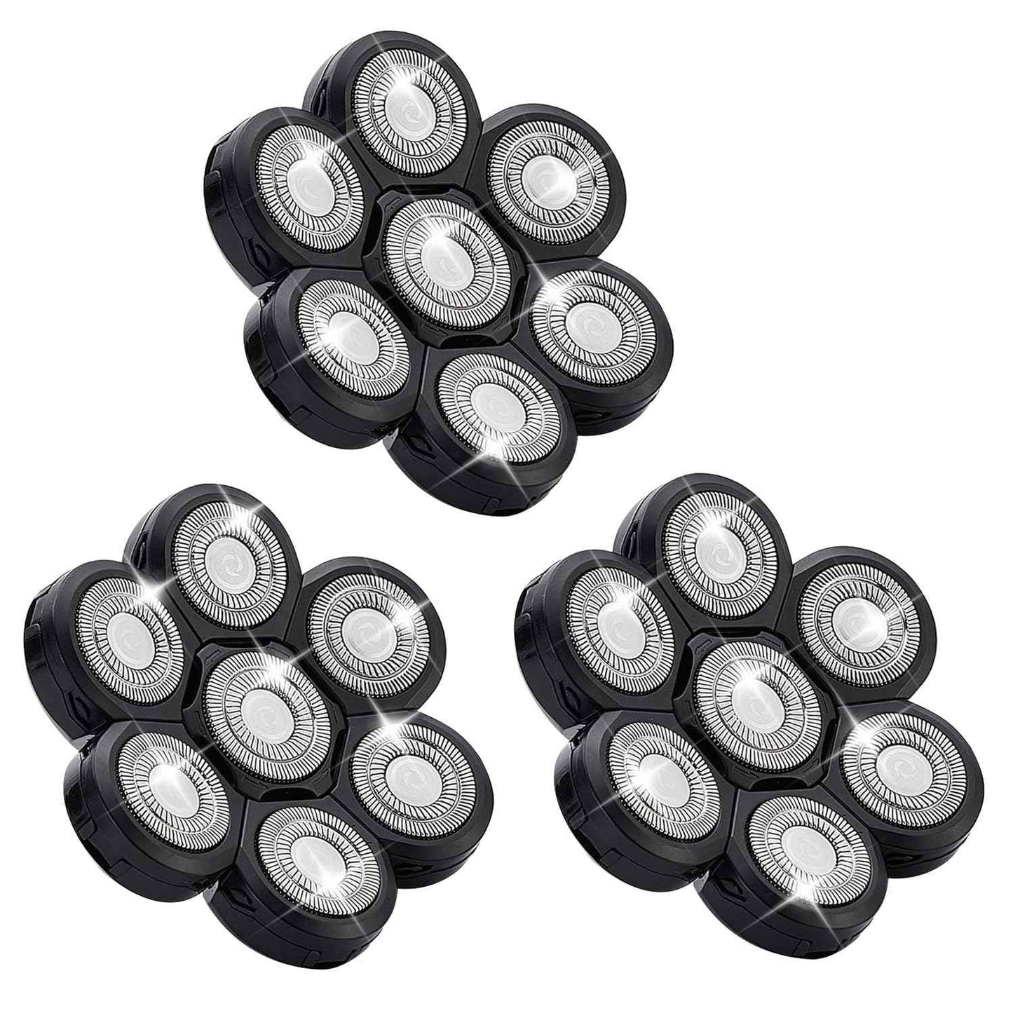 7 Head Shaver Replacement Razor Heads for Many Brands Bald Men's Electric Foil Shaver Replacement,Universal Shaver Replacement Blades for Electric Razor for Men Bald and Face (Black 7 Head/3PCS)