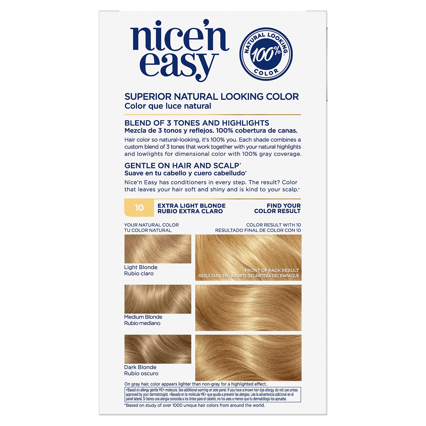 Clairol Nice'n Easy Permanent Hair Dye, 10 Extra Light Blonde Hair Color, Pack of 2